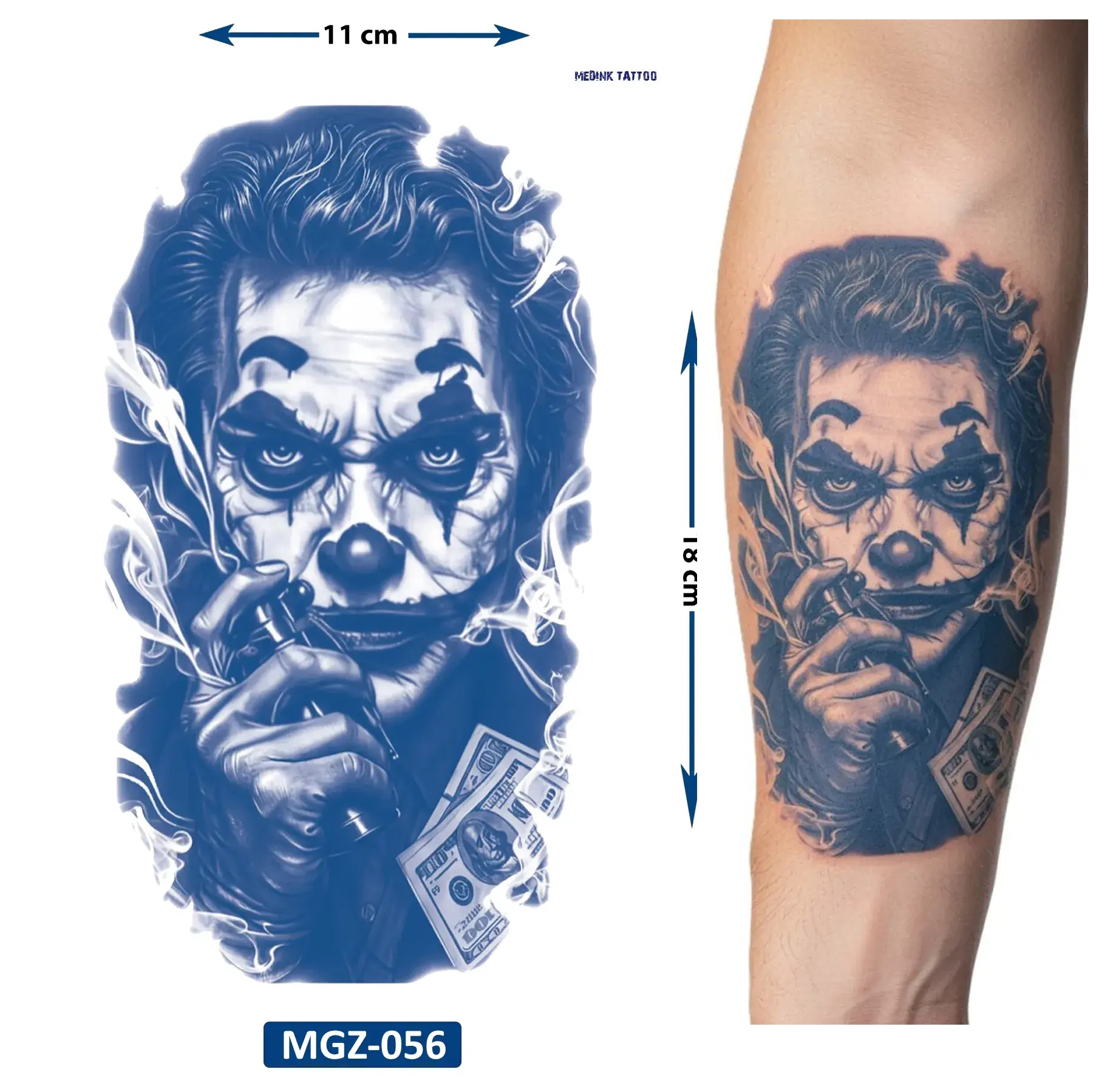 Joker Dolar 1 Ay Kalıcı Geçici Dövme Yapıştırma Dövme