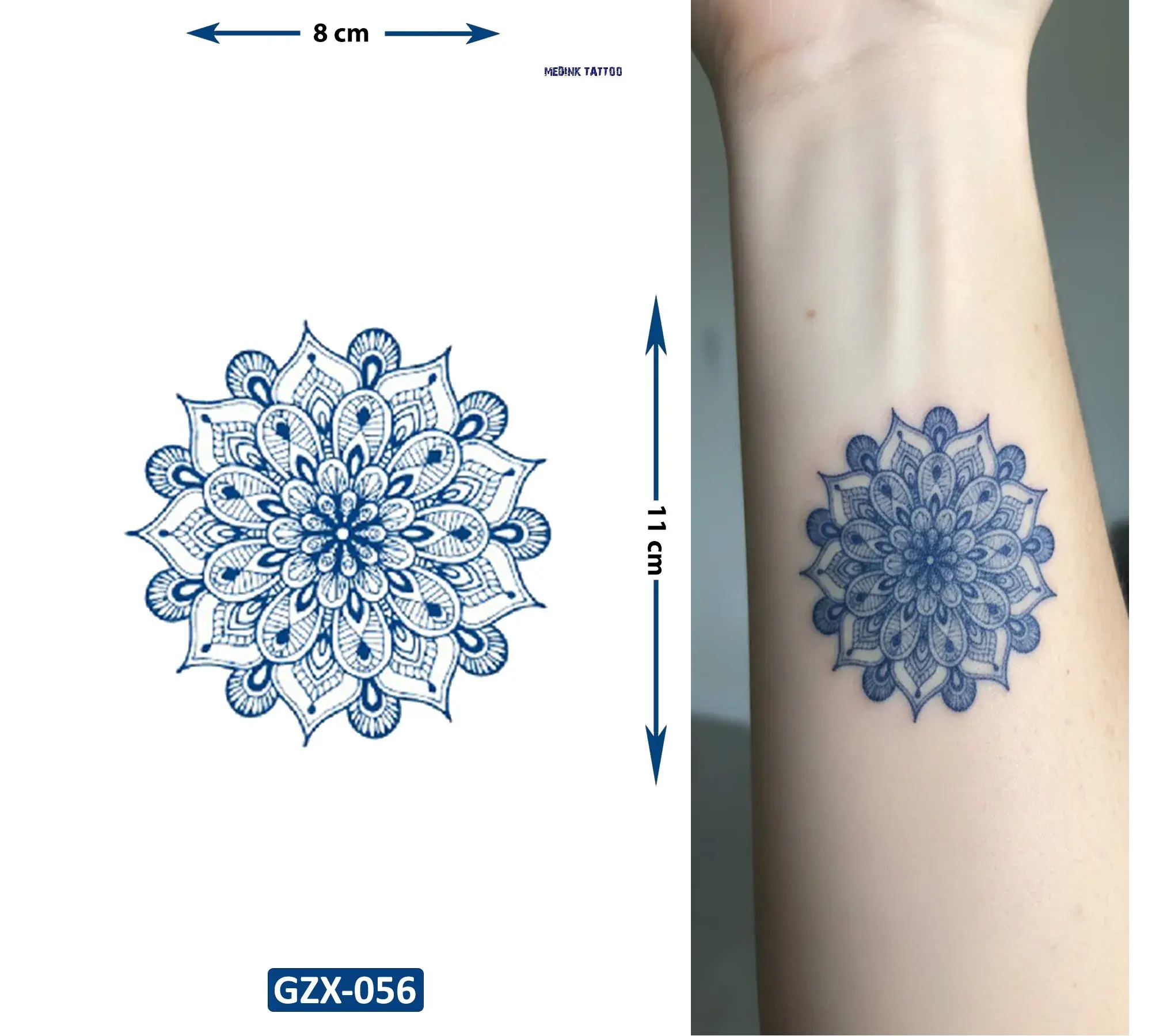 Mandala Yarı Kalıcı Geçici Dövme Yapıştırma Dövme