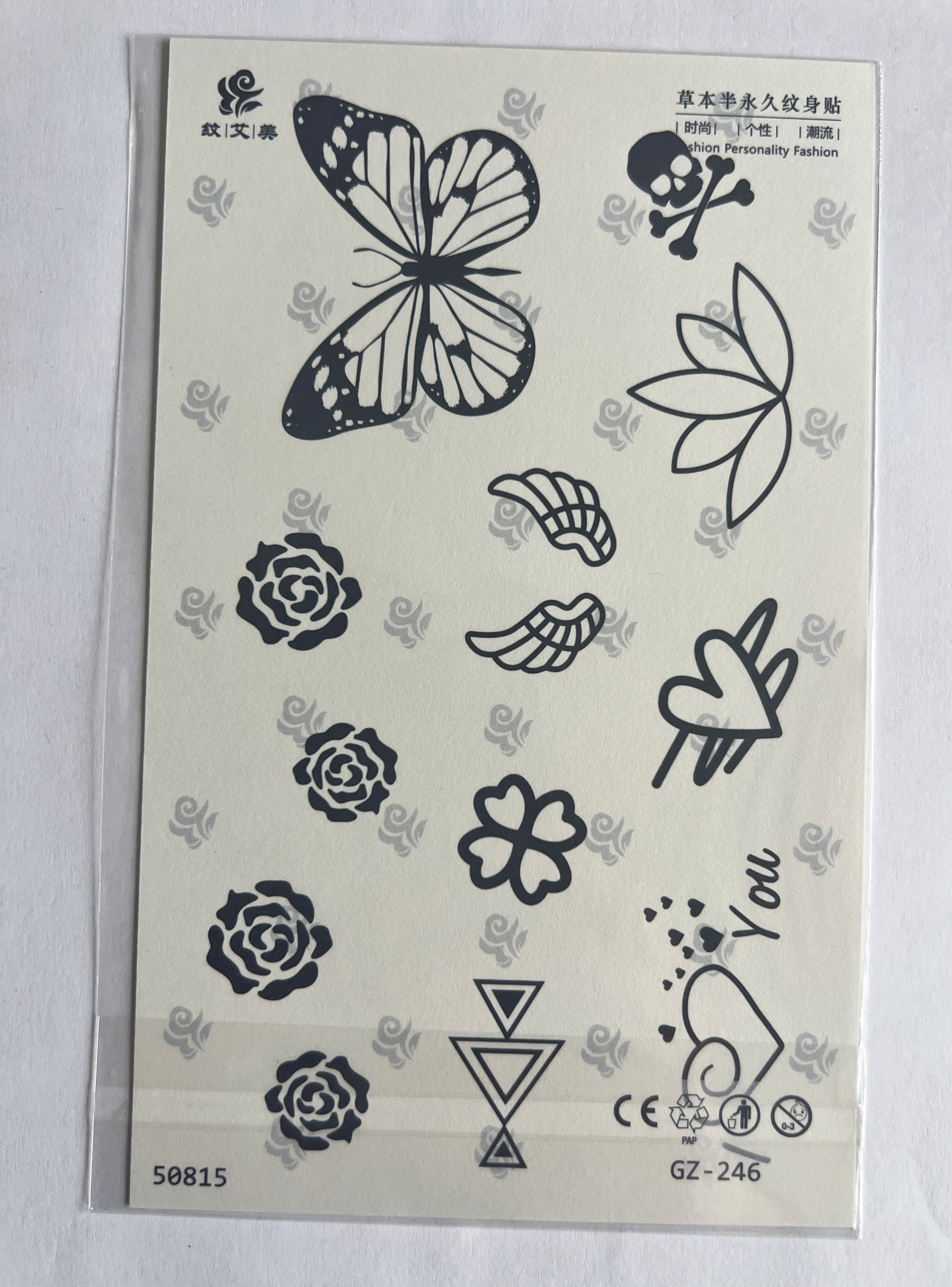 Kelebekler Yarım Kol Yarı Kalıcı 1 Ay Kalıcı Geçici Dövme 18x11 cm
