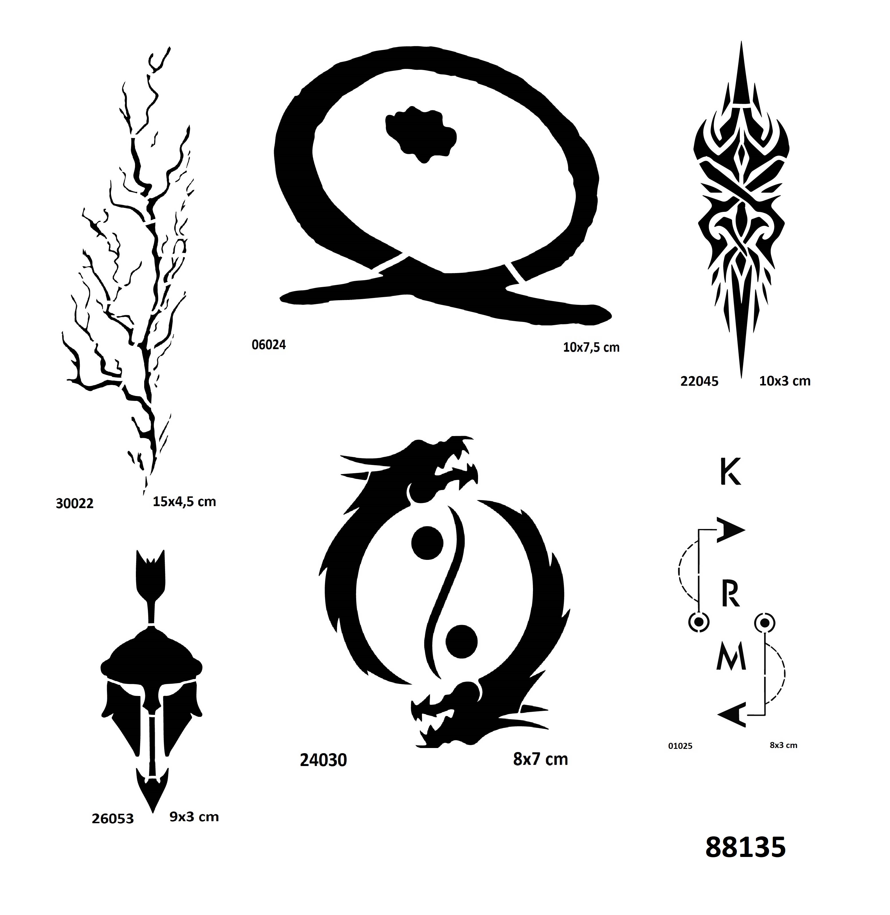 Karma Ying Yang 6 Adet Stencil Dövme Kalıbı Şablon