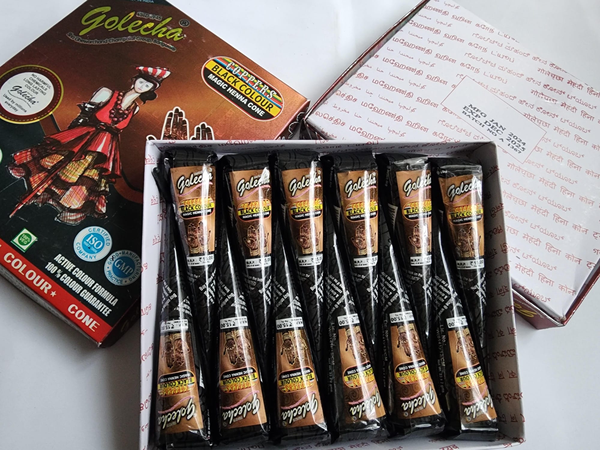 Golecha Hint Kınası 12 Adet Birden Siyah Renk