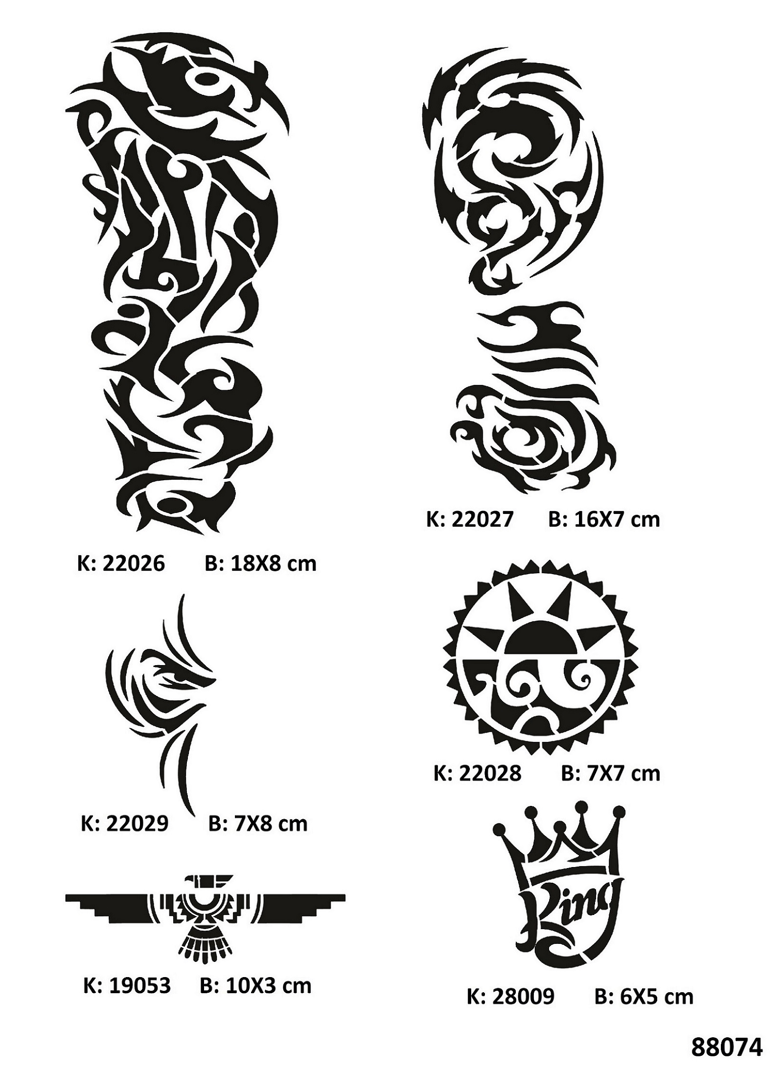 Tribal Dövmeler 6 Adet Geçici Dövme Şablon Seti Stencil