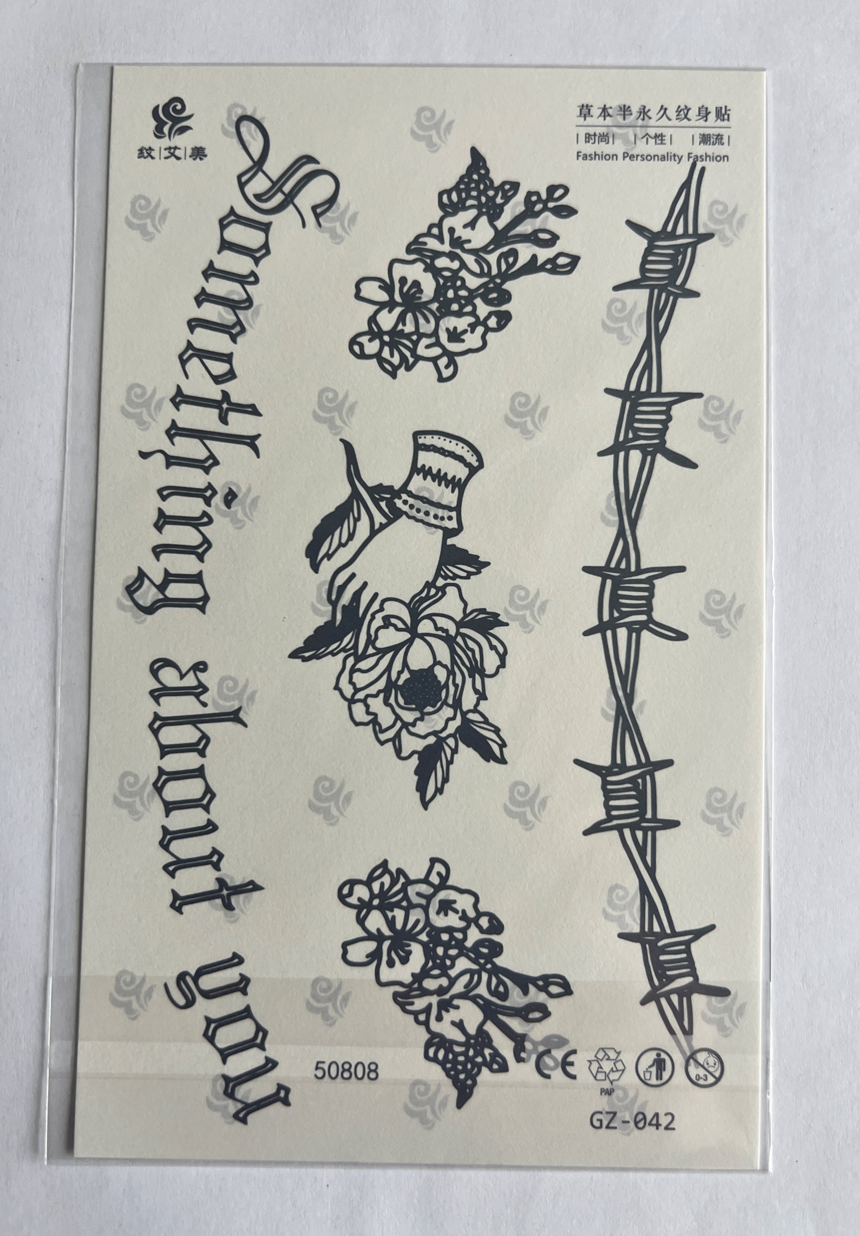 Yazı Diken Yarım Kol Yarı Kalıcı 1 Ay Kalıcı Geçici Dövme 18x11 cm
