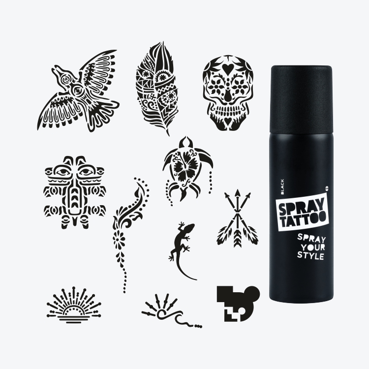 Tulum City Pack Spray Tattoo Geçici Dövme Şablon Seti 10 Desen 1 Sprey