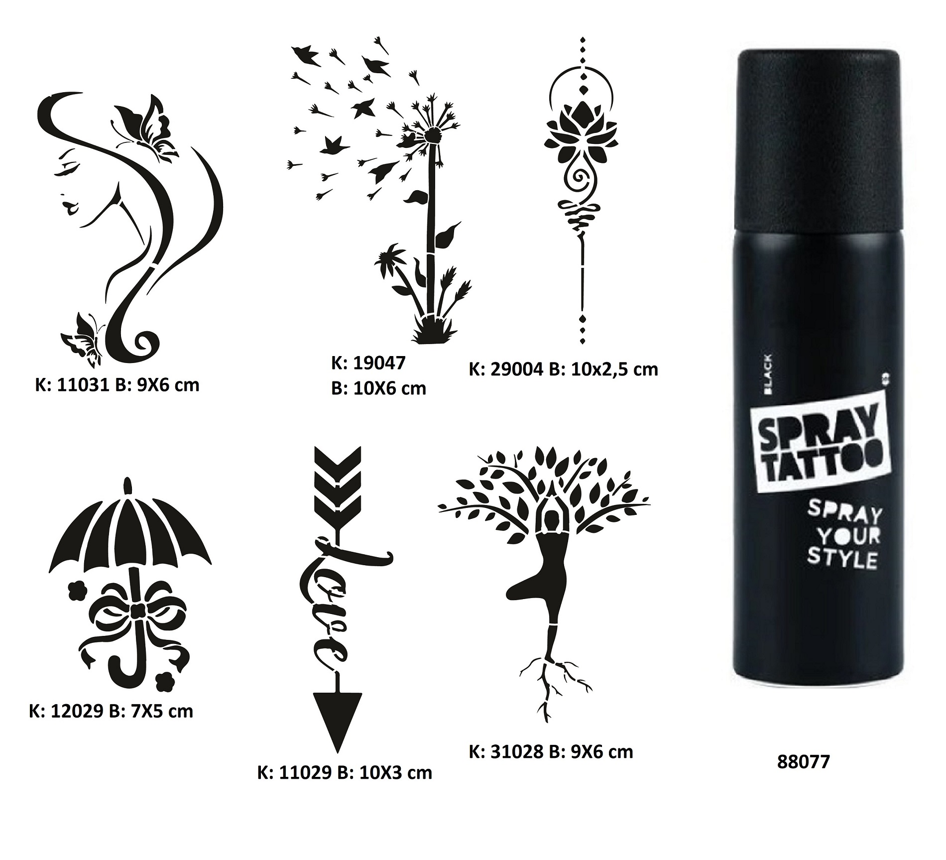 Zarif Kadın Spray Tattoo Geçici Dövme Seti Sprey Dövme Kiti