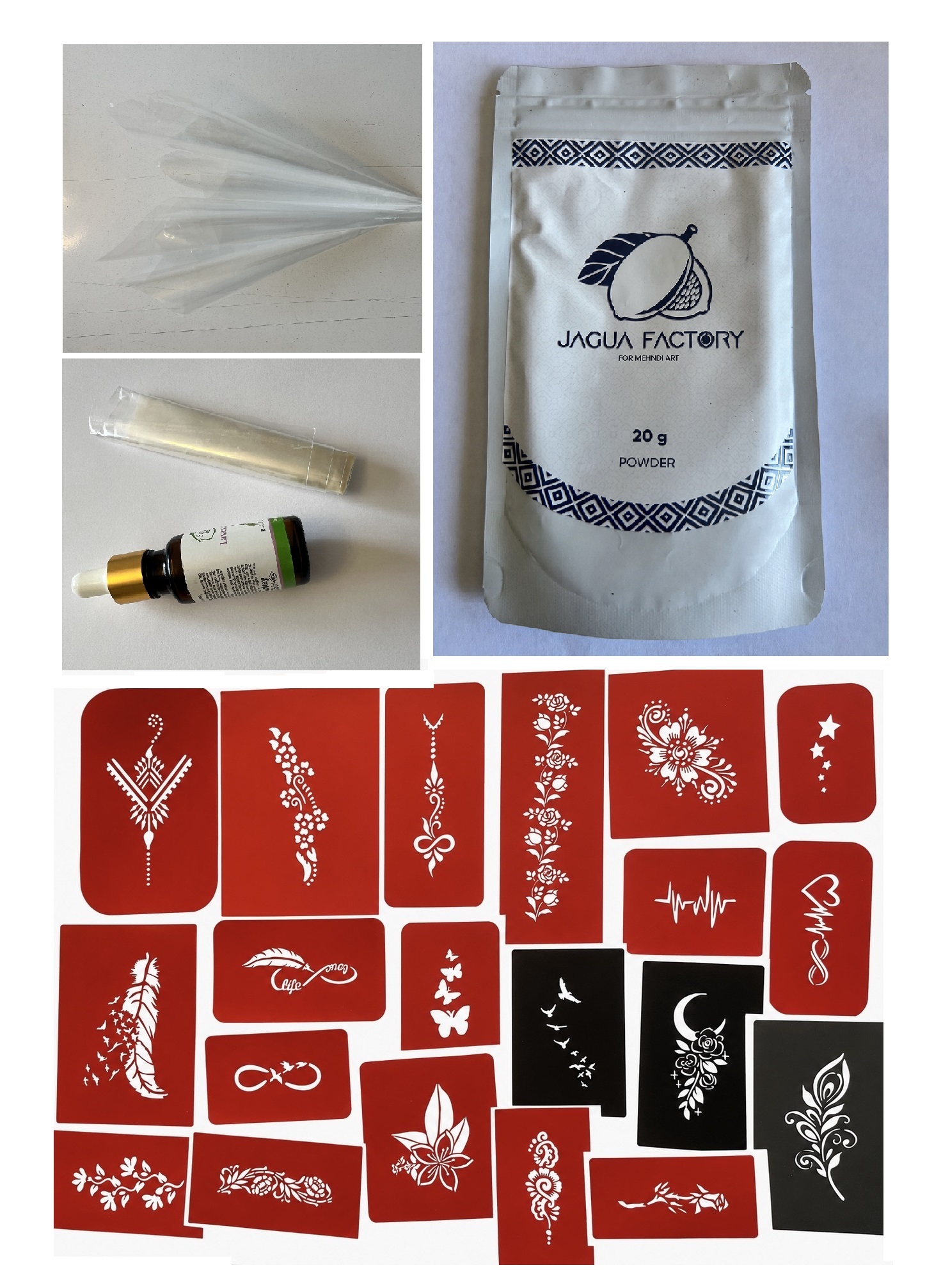 Jagua Jel 3 Hafta Kalıcı Geçici Dövme Kiti 20 gram Şablon Hediyeli Ful Set