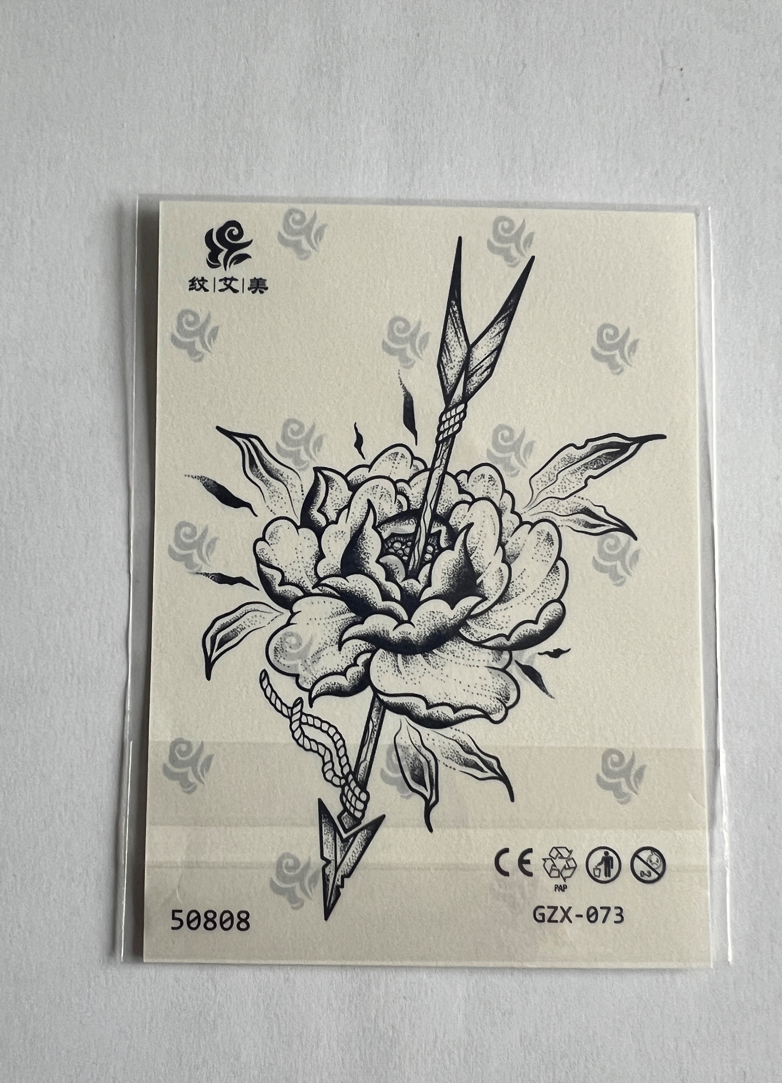 Ok Çiçek Yarı Kalıcı Geçici Dövme Sonradan Kararan 1 Aylık Dövme 11x8 cm
