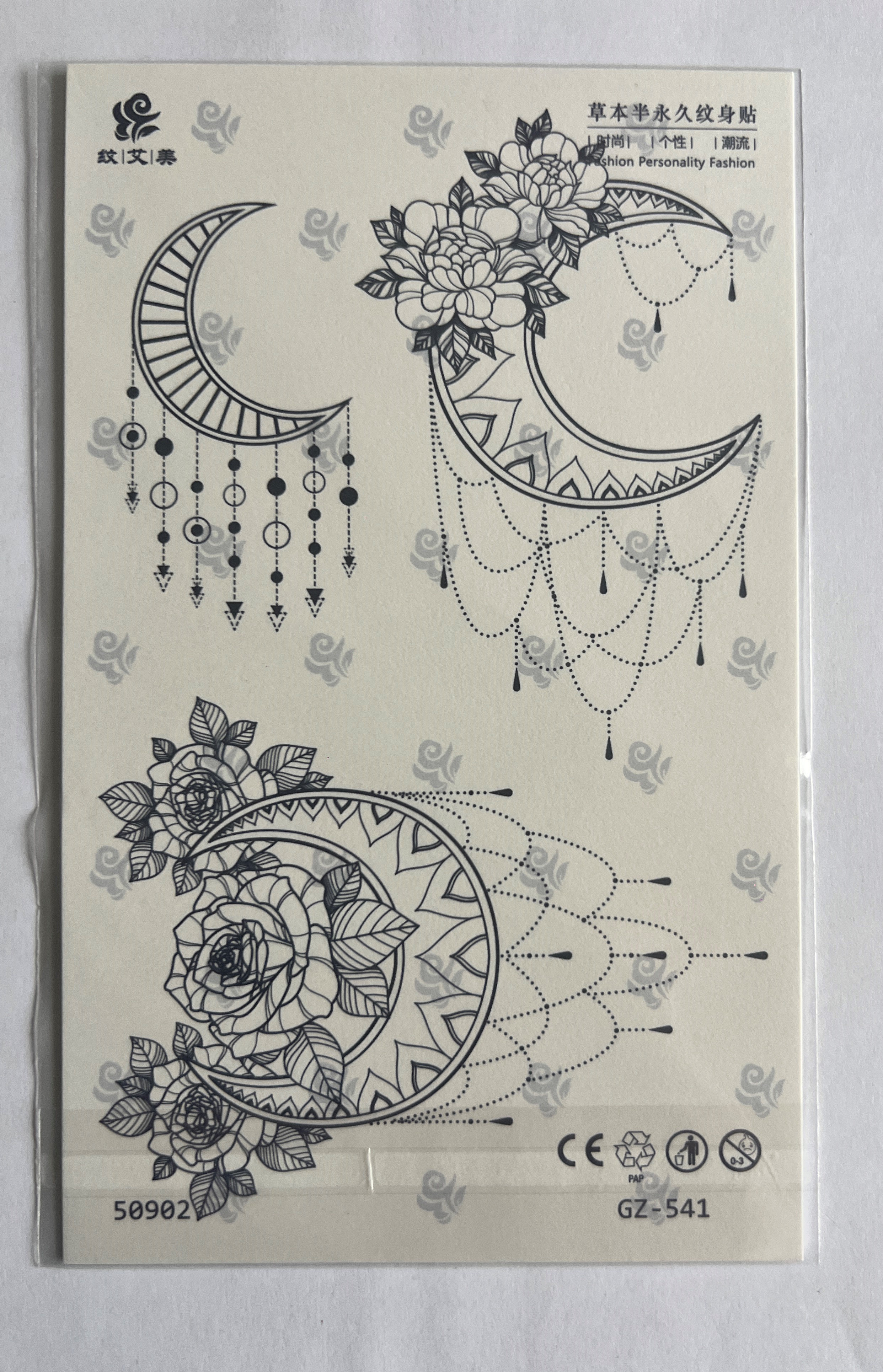 Çiçekli Hilal Yarım Kol Yarı Kalıcı 1 Ay Kalıcı Geçici Dövme 18x11 cm