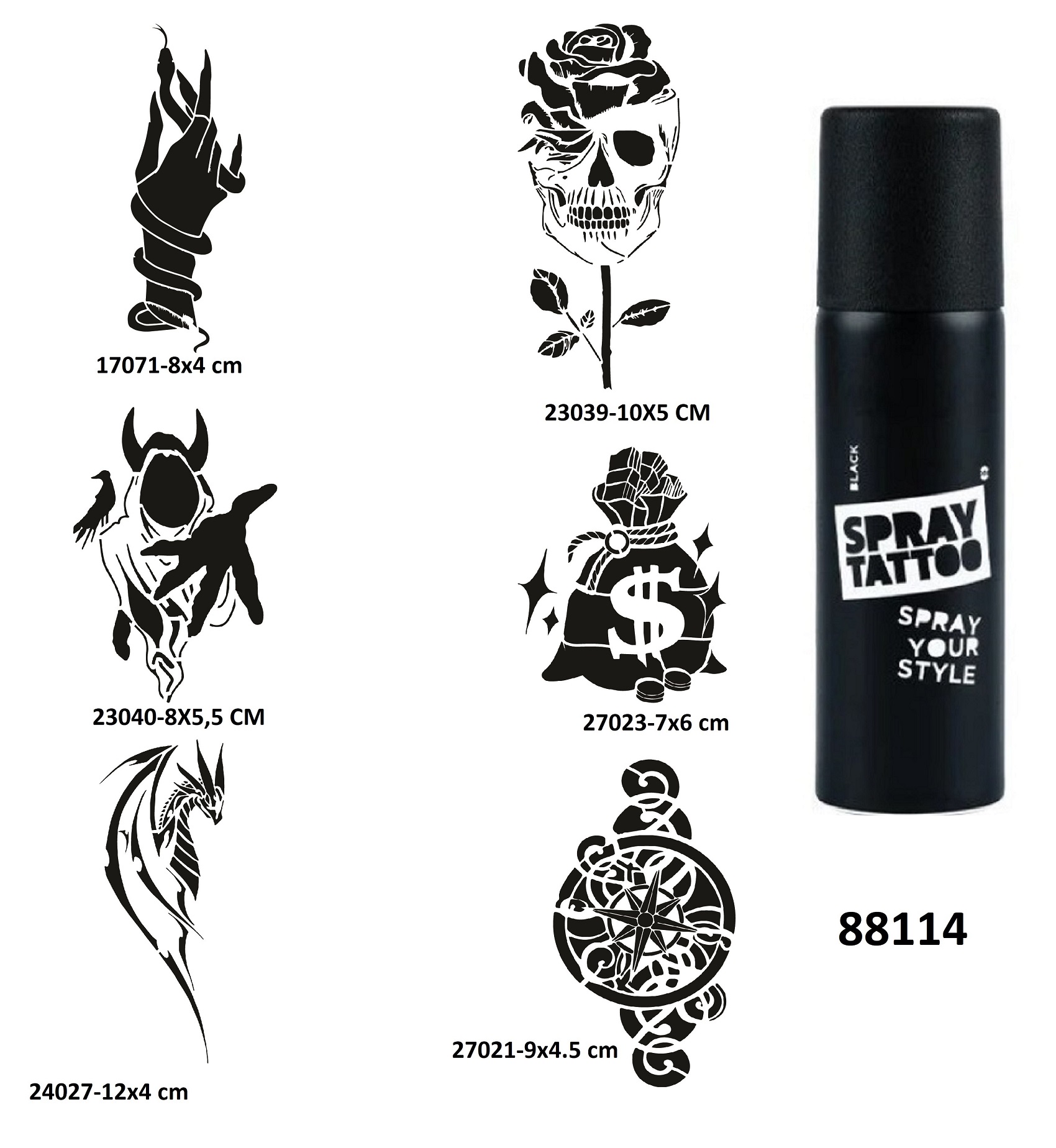Dolar Yılan Spray Tattoo Geçici Dövme Seti Dark Sprey Dövme Kiti