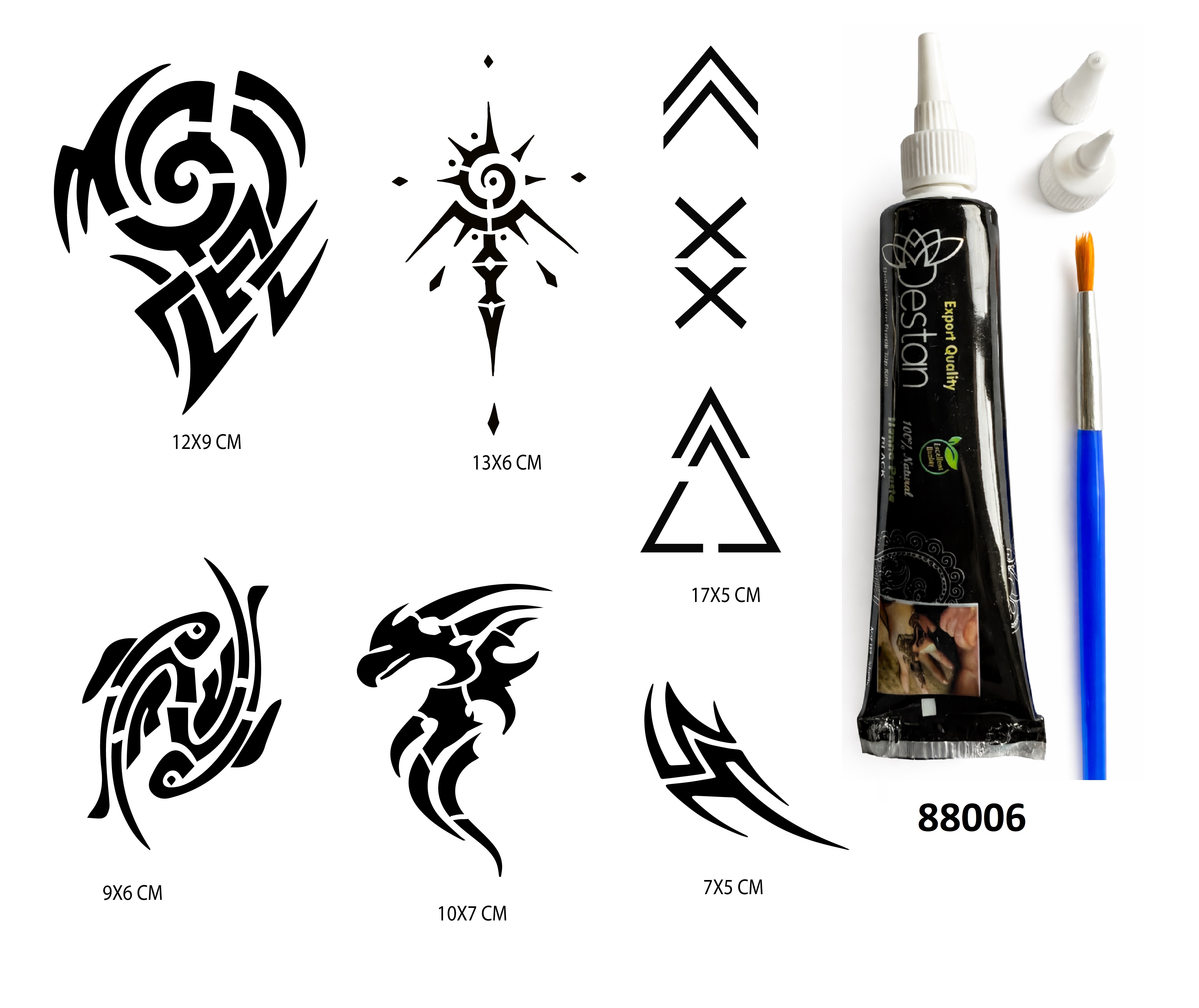 Tribal Desenler Hint Kınasıyla Geçici Dövme Seti
