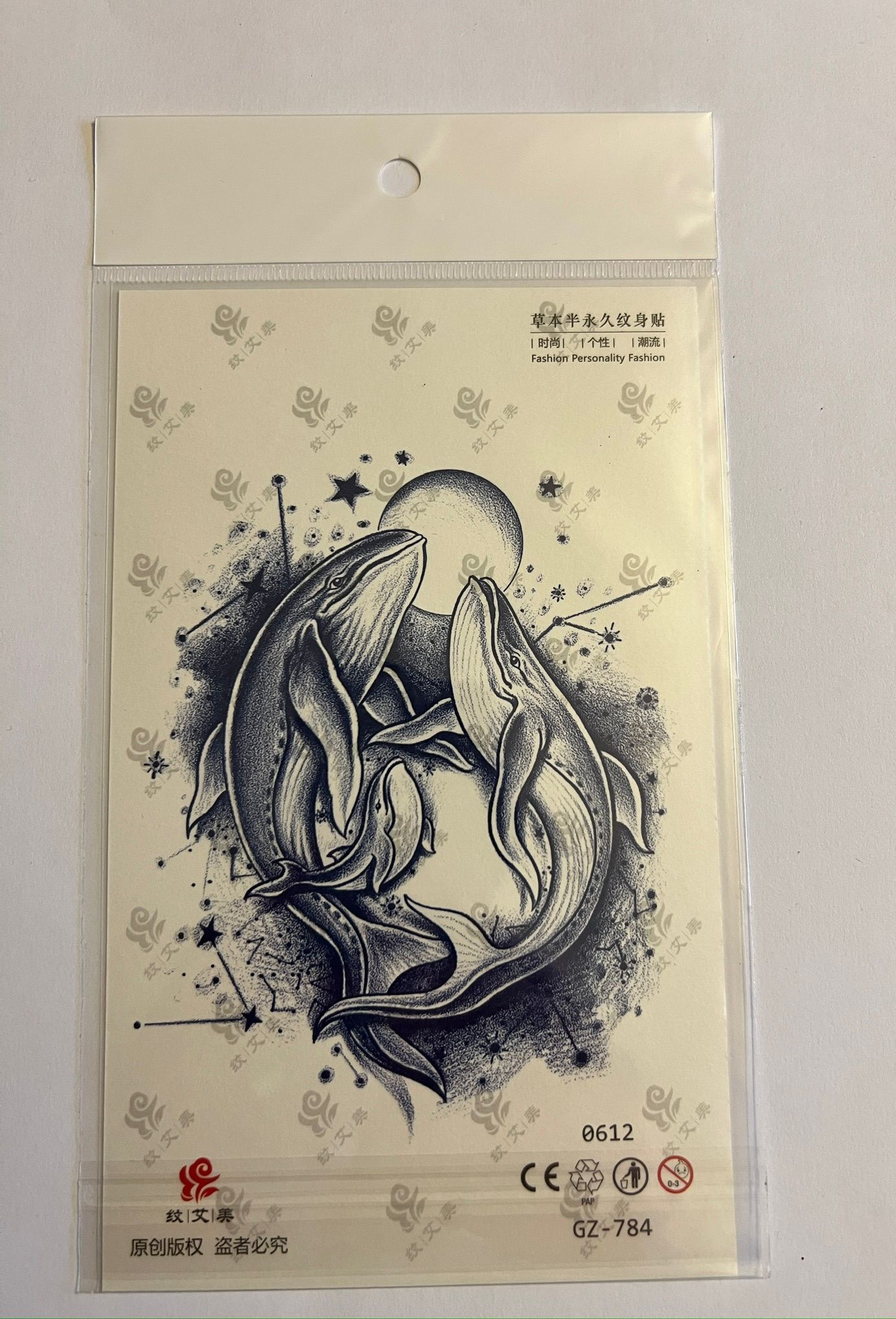 Balinalar 18x11 cm 1 Ay kalıcı Geçici Dövme Yapıştırma Dövme