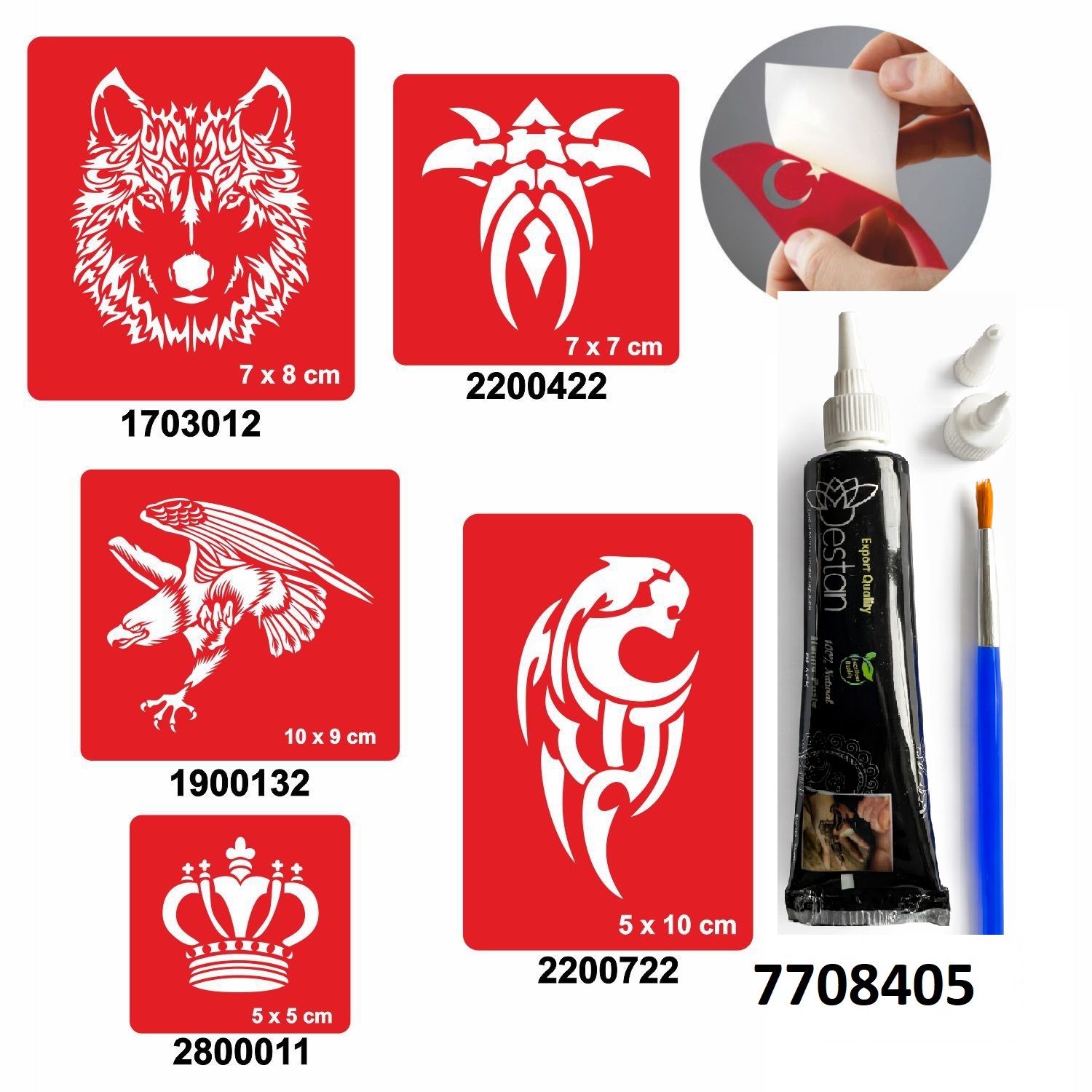Vahşi Tribal Desenleri Hint Kınası ile Geçici Dövme Yapma Seti