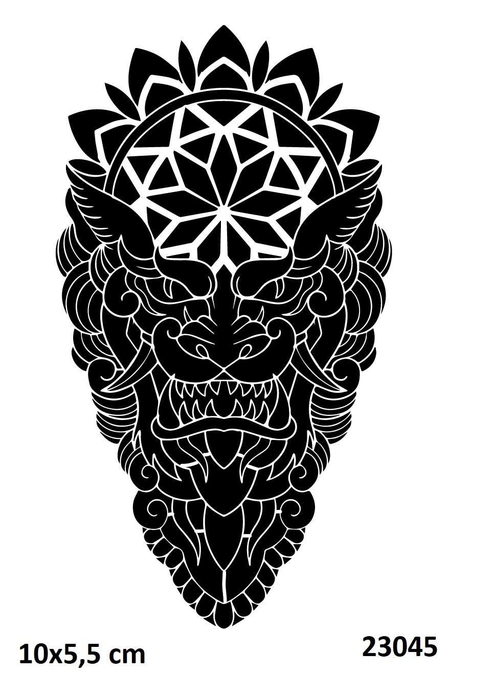 Korkunç Surat Mandala Geçici Dövme Deseni
