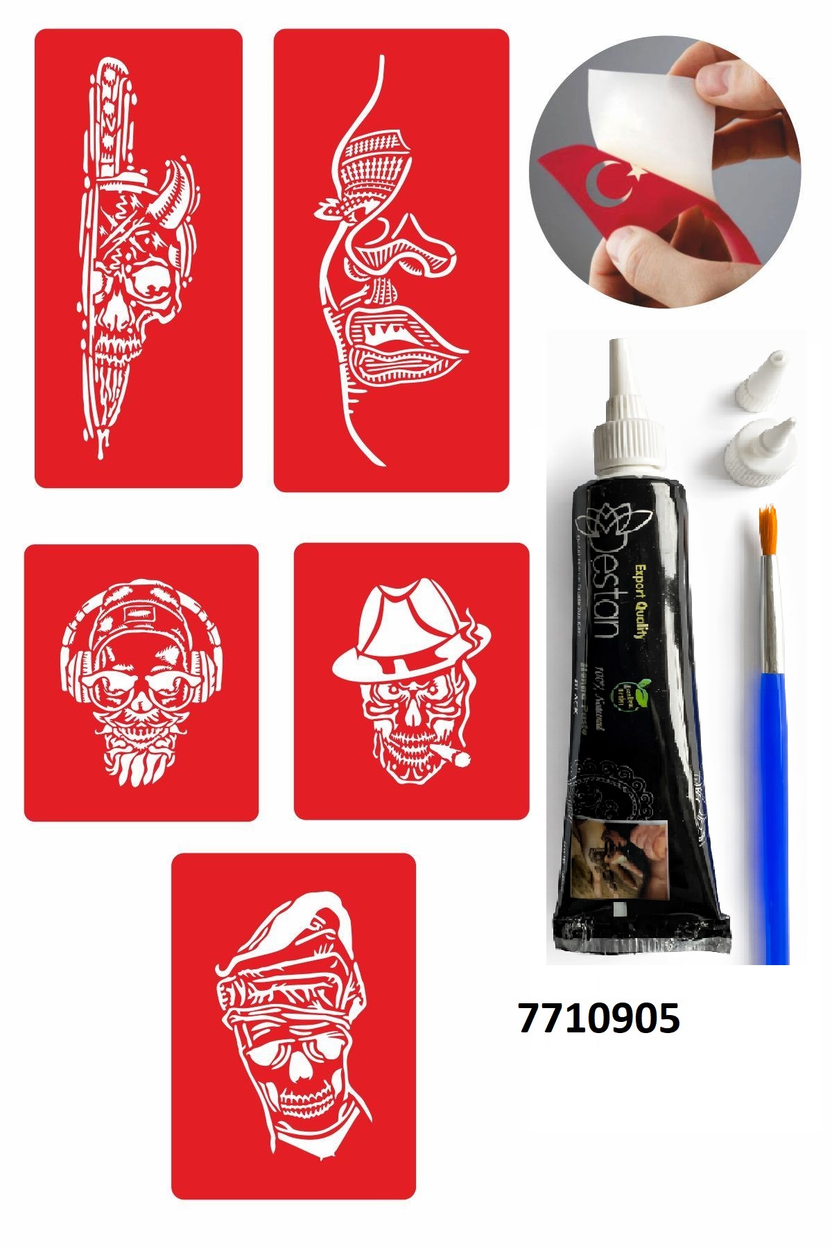 Çılgın Kuru Kafalar Hint Kınası ile Geçici Dövme Yapma Seti