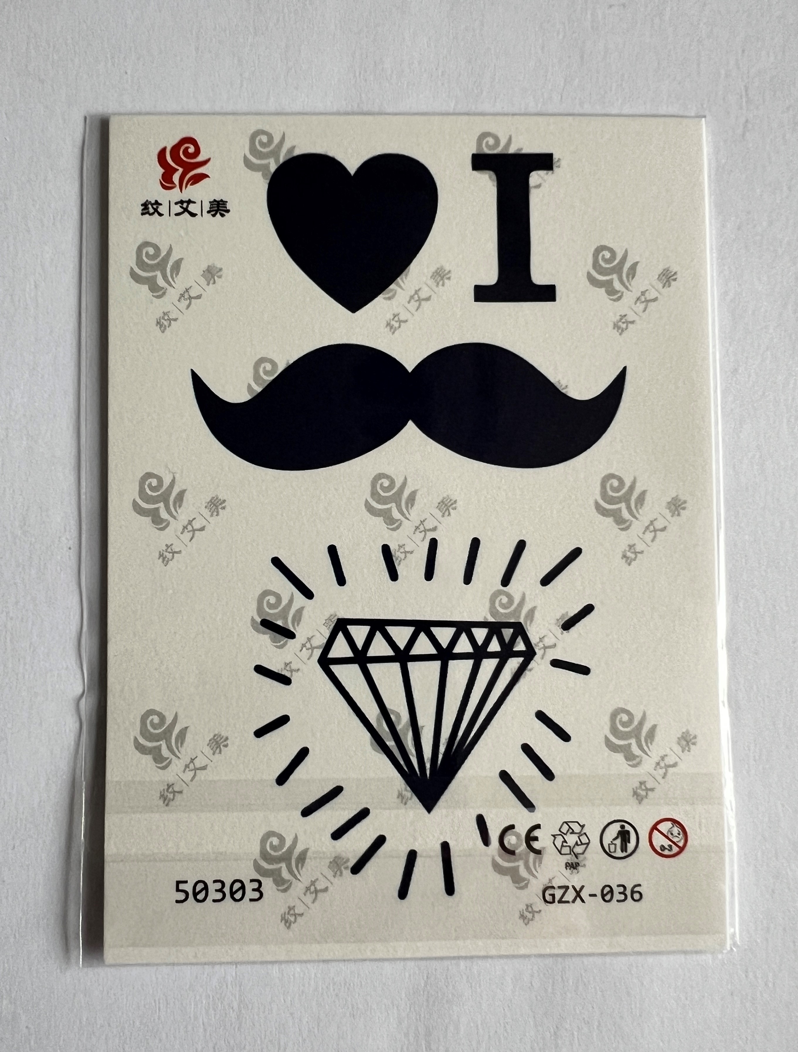 Bıyık Yarı Kalıcı Geçici Dövme Sonradan Kararan 1 Aylık Dövme 11x8 cm