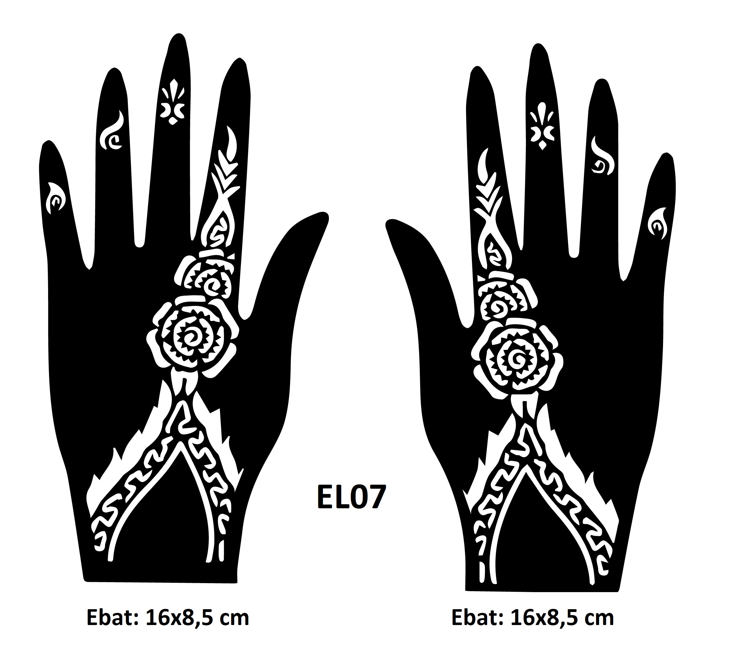 Zarif Çiçekler El Üstü 2 Adet Kına Kalıbı Kınasız Sadece Desen