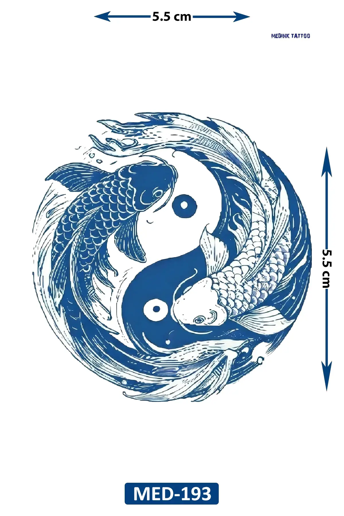 Ying Yang Balıklar 5 cm Minimal geçici Dövme Yarı Kalıcı Geçici Dövme