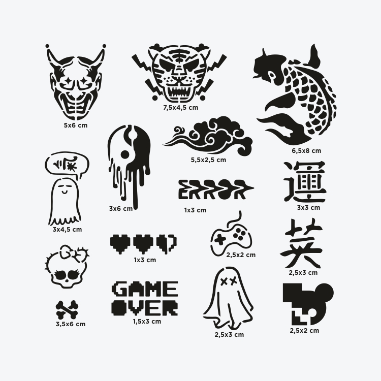 Tokyo City Pack Geçici Dövme Şablon Seti 16 Desen