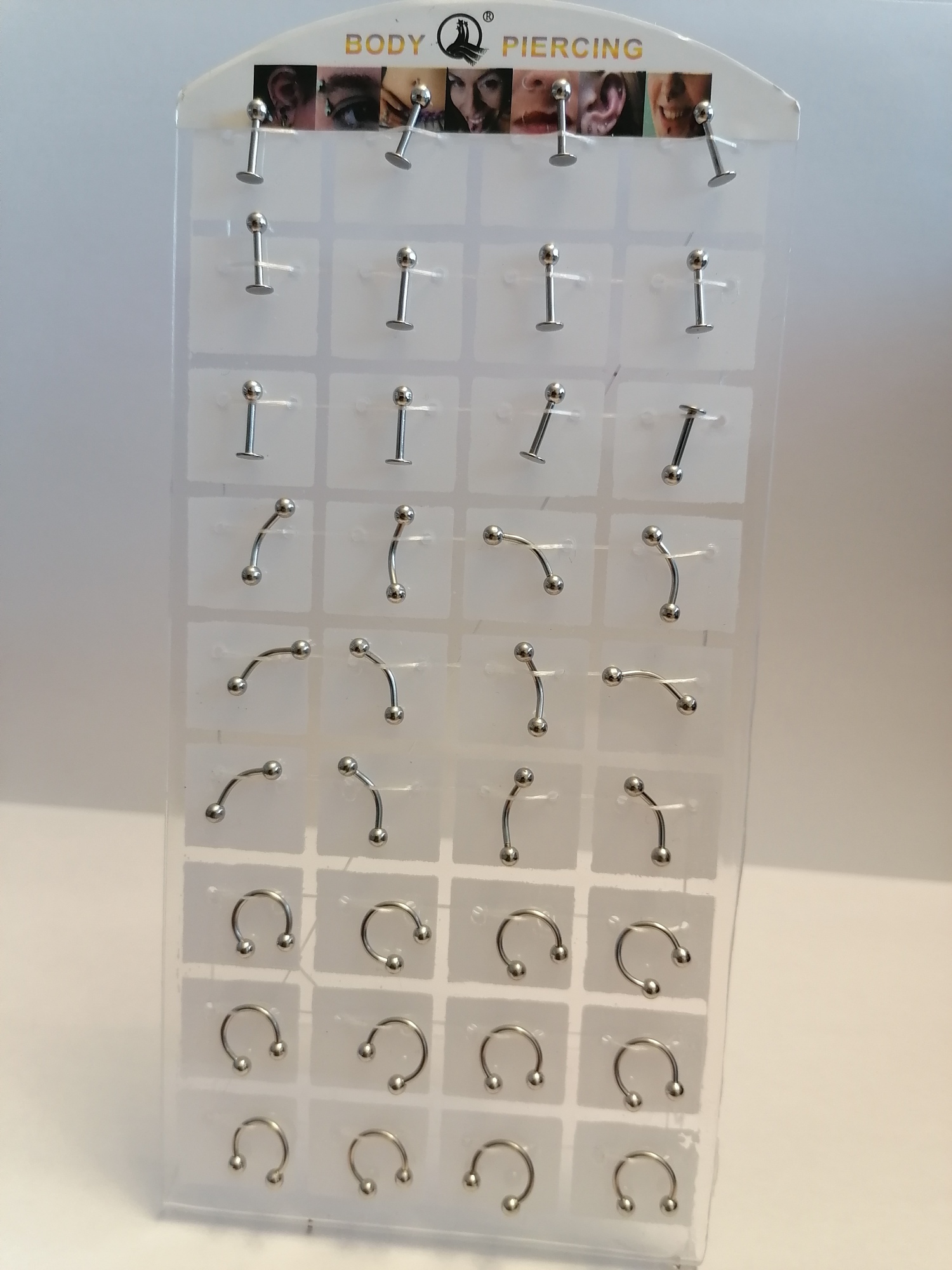 36 Adet Birden Karışık Desen Gümüş Renk Piercing