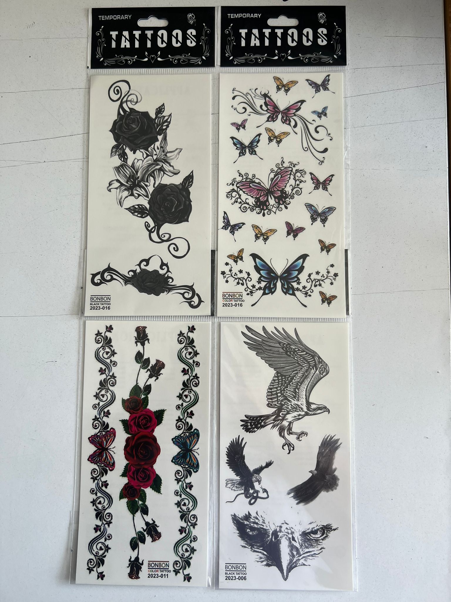 Kartal Gül 4 Adet Birden Yapıştırma Geçici Dövme