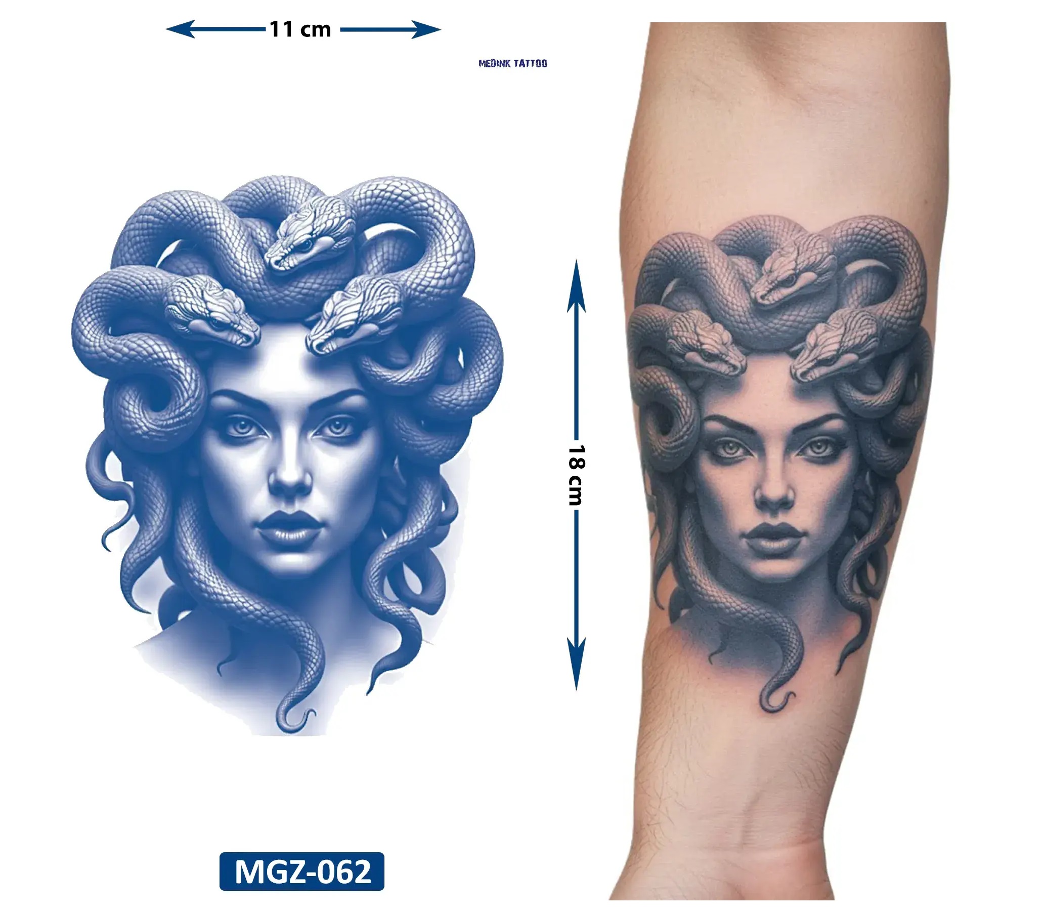 Medusa 1 Ay Kalıcı Geçici Dövme Yapıştırma Dövme