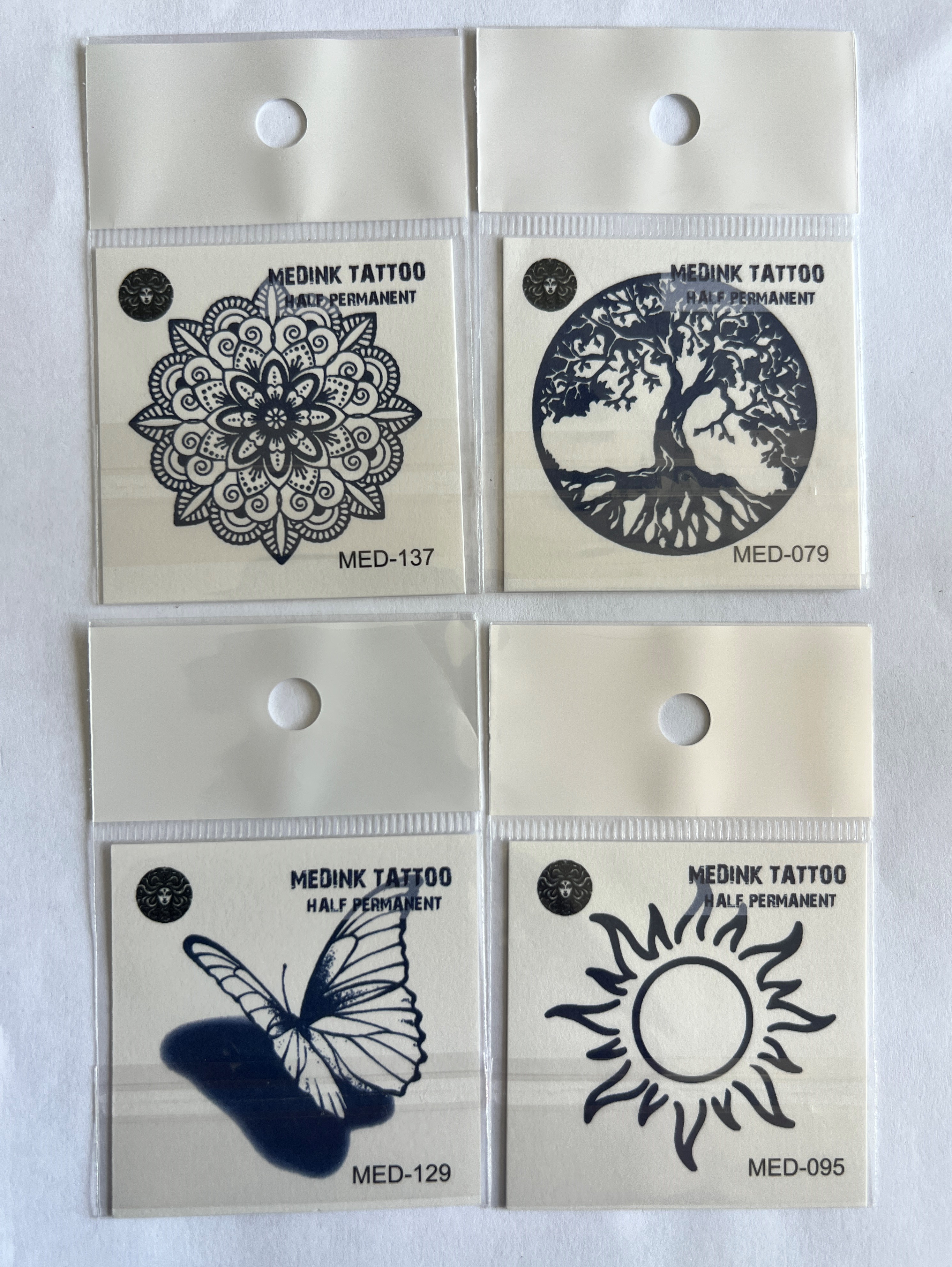 Mandala 4 Adet Birden 5 cm Minimal 3 Hafta Kalıcı Geçici Dövme Seti