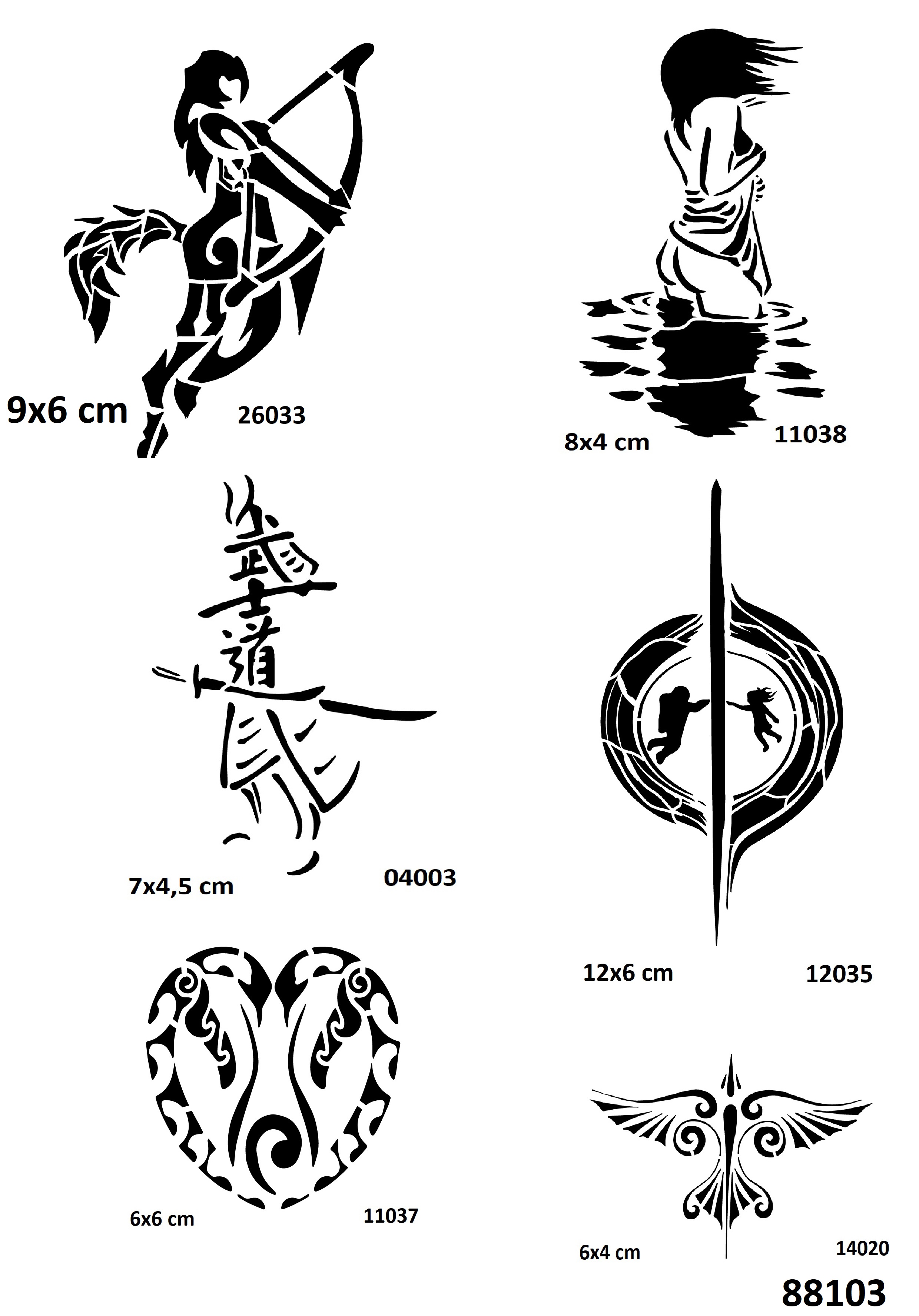 Aşk ve Karadelik Geçici Dövme Kalıpları Tattoo Stencil Modelleri