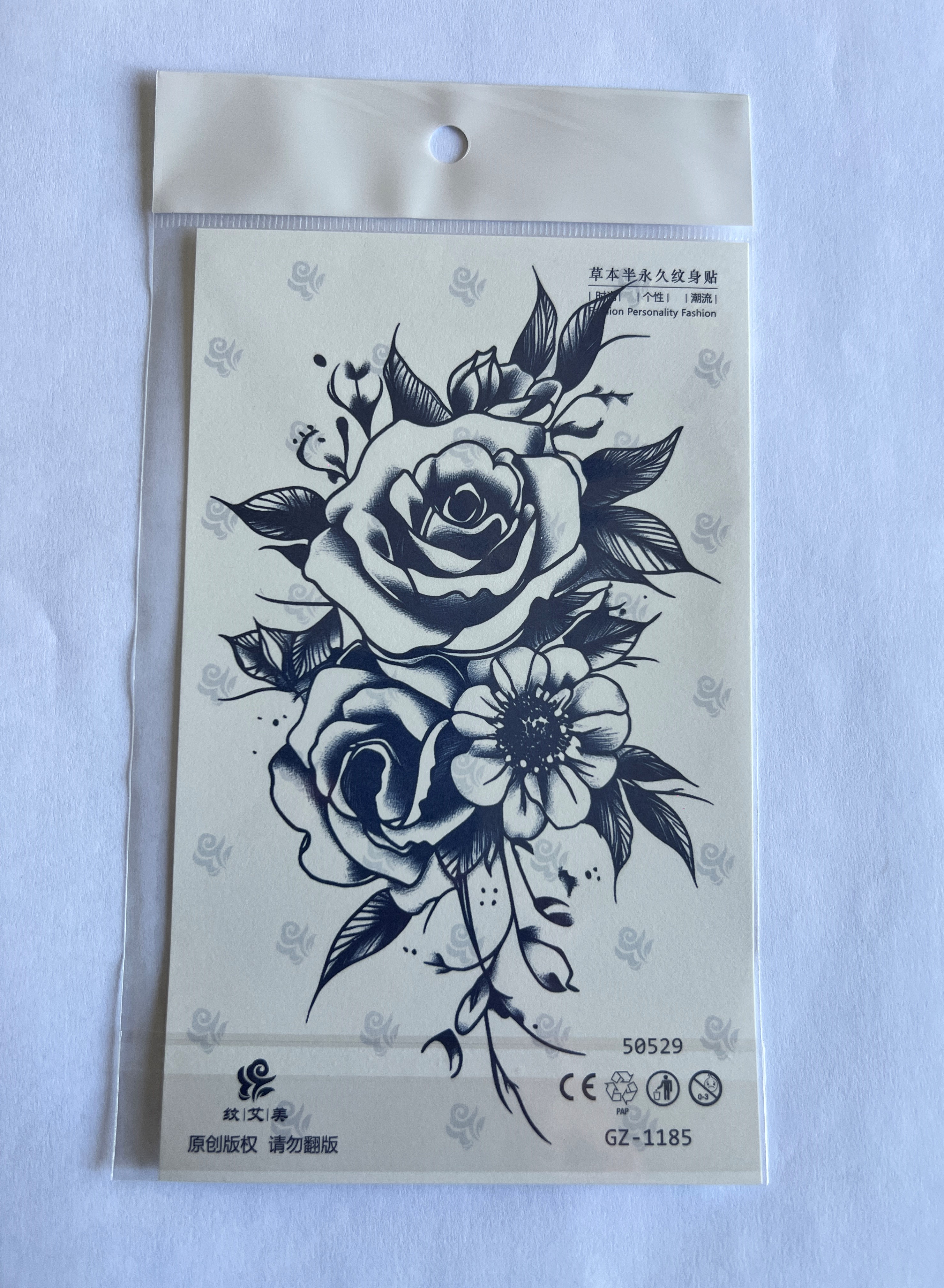 Gül 18x11 cm Yarı Kalıcı Geçici Dövme