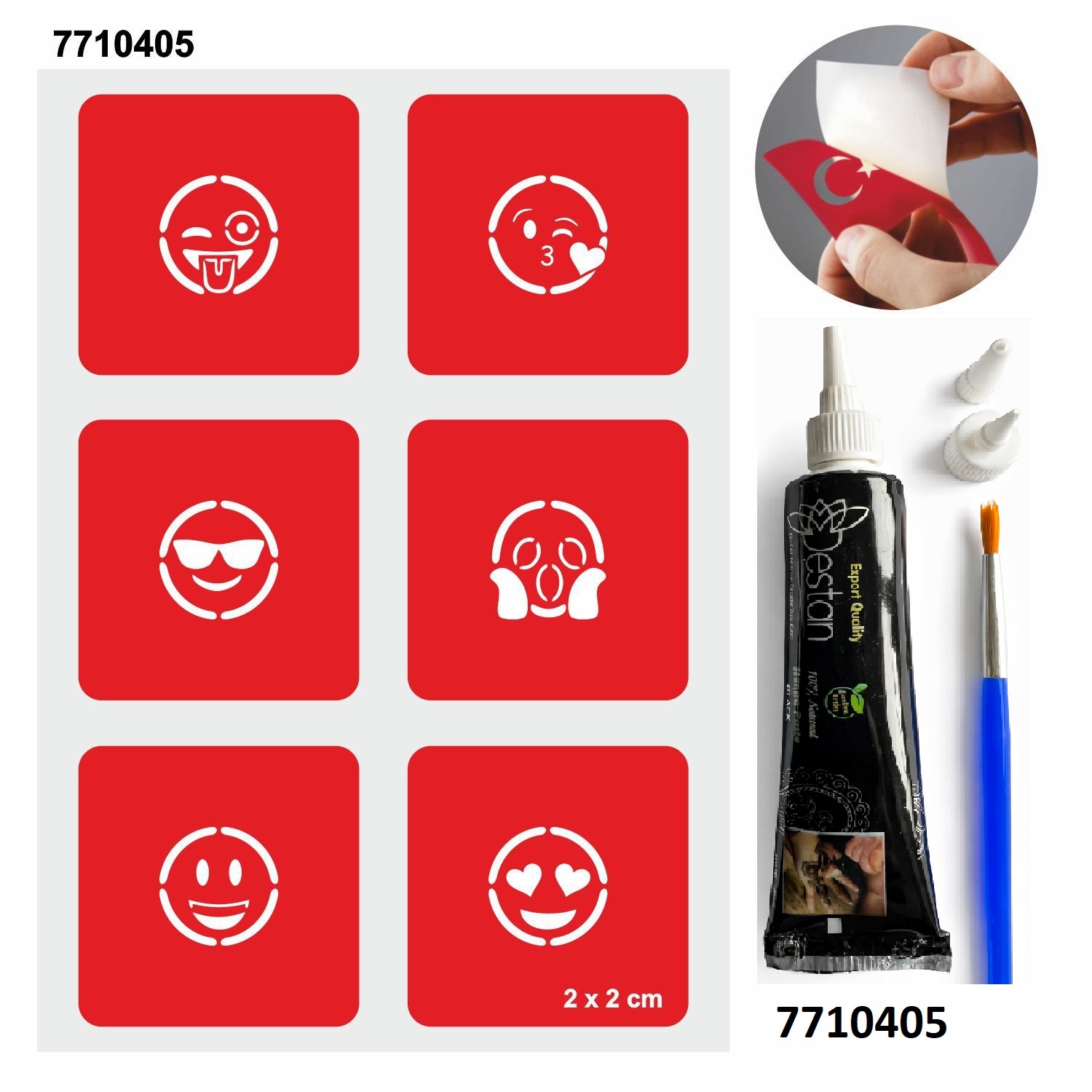 Sevimli Emojiler Hint Kınası ile Geçici Dövme Yapma Seti