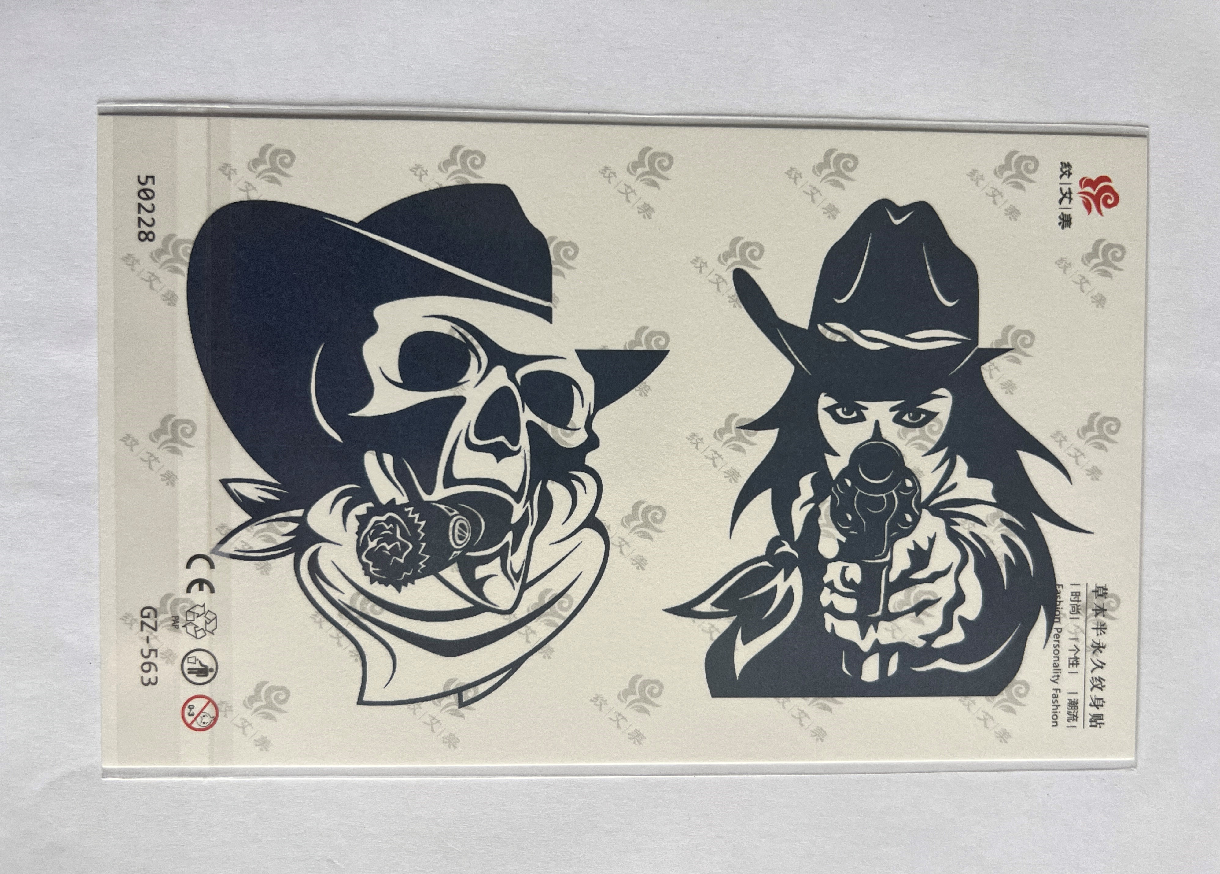 Kovboy Yarım Kol Yarı Kalıcı 1 Ay Kalıcı Geçici Dövme 18x11 cm