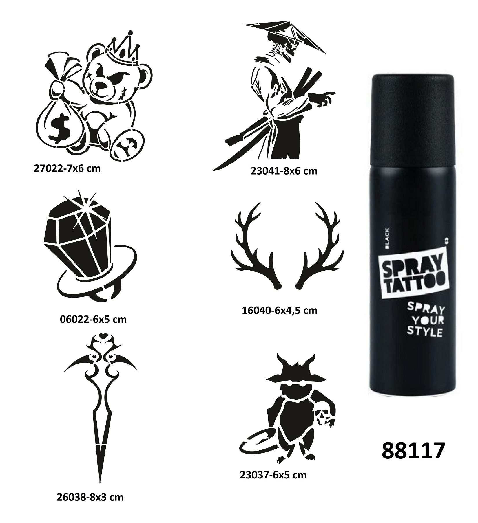 Savaşçı Geyik Spray Tattoo Geçici Dövme Seti Dark Sprey Dövme Kiti