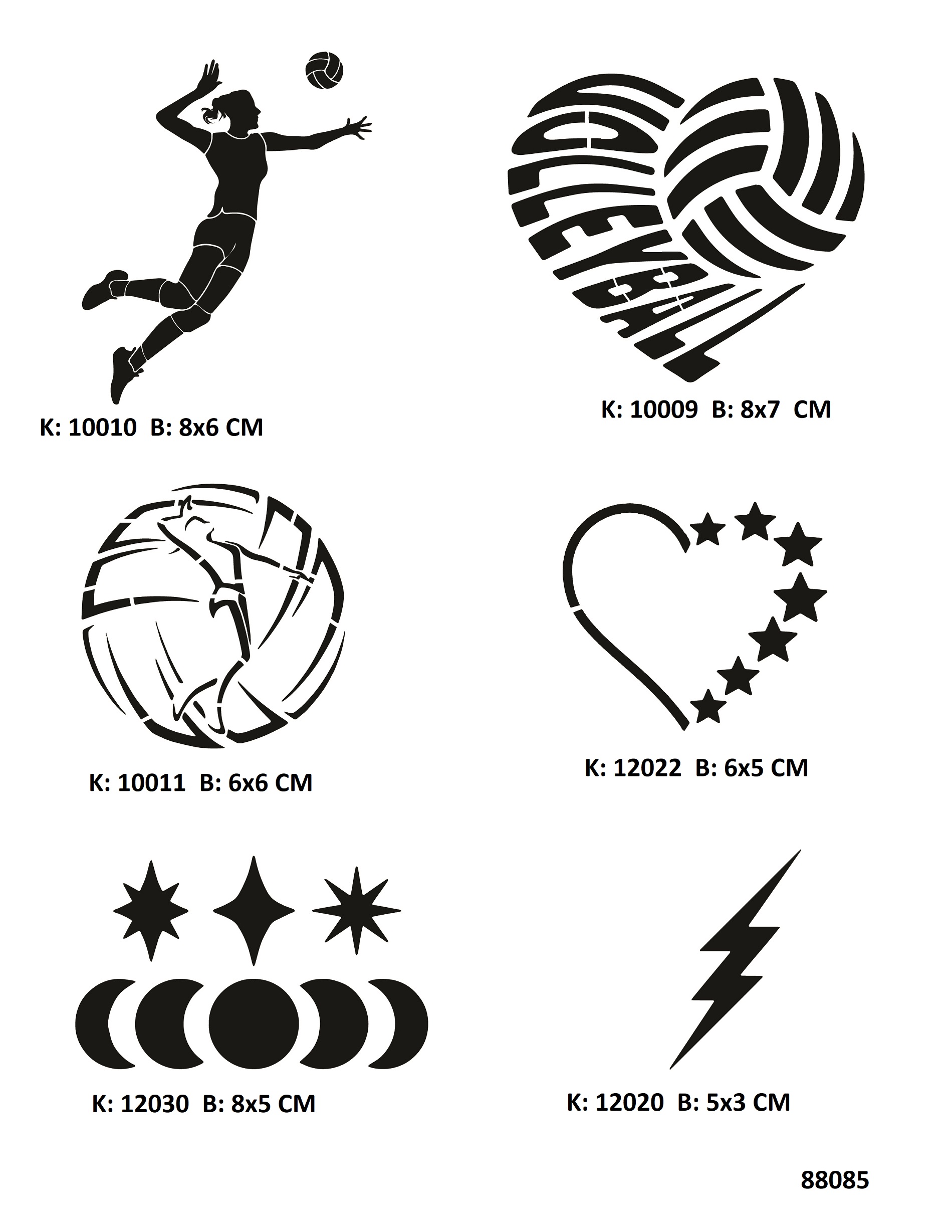 Voleybol Aşkı Geçici Dövme Stencil Seti Dövme Kalıpları