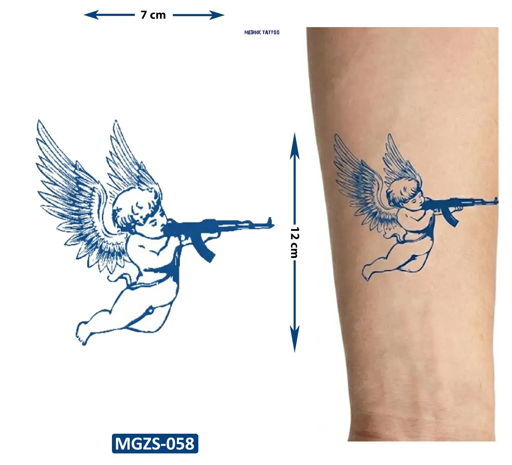 Melek ak 47 Yarı Kalıcı Geçici Dövme Yapıştırma Dövme
