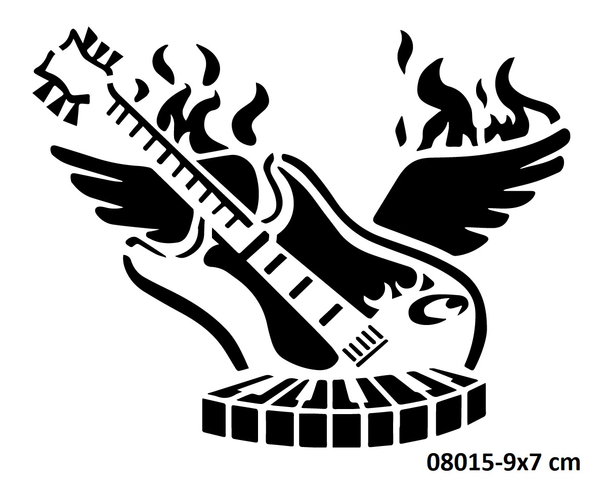 Alevli Kanatlı Gitar Geçici Dövme Şablonu