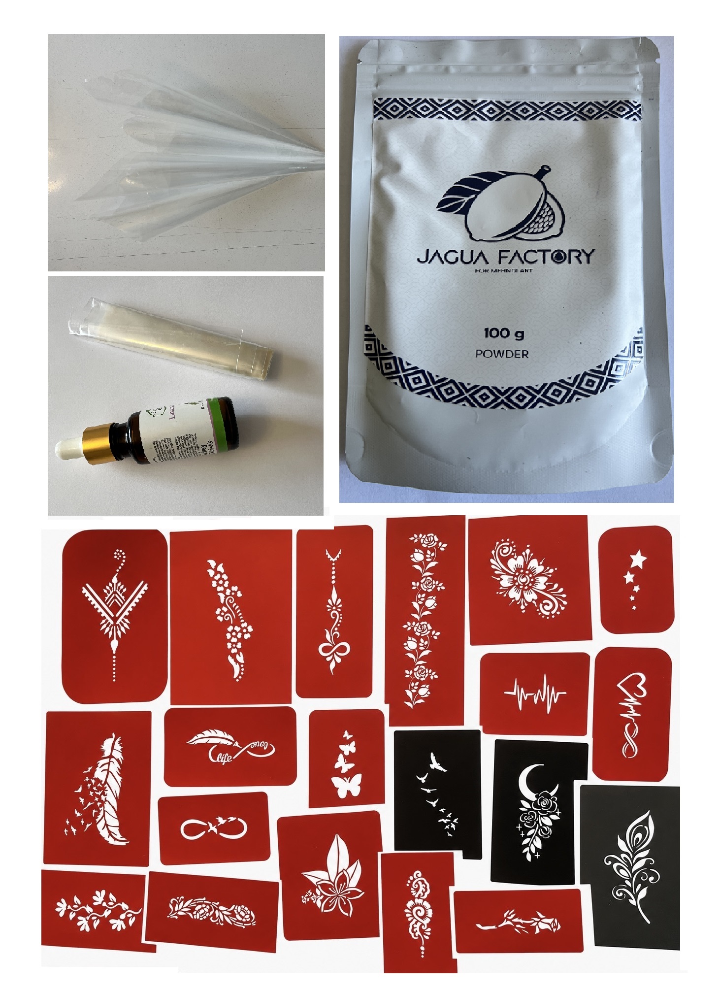 Jagua Jel 3 Hafta Kalıcı Geçici Dövme Kiti 100 gram Şablon Hediyeli Ful Set