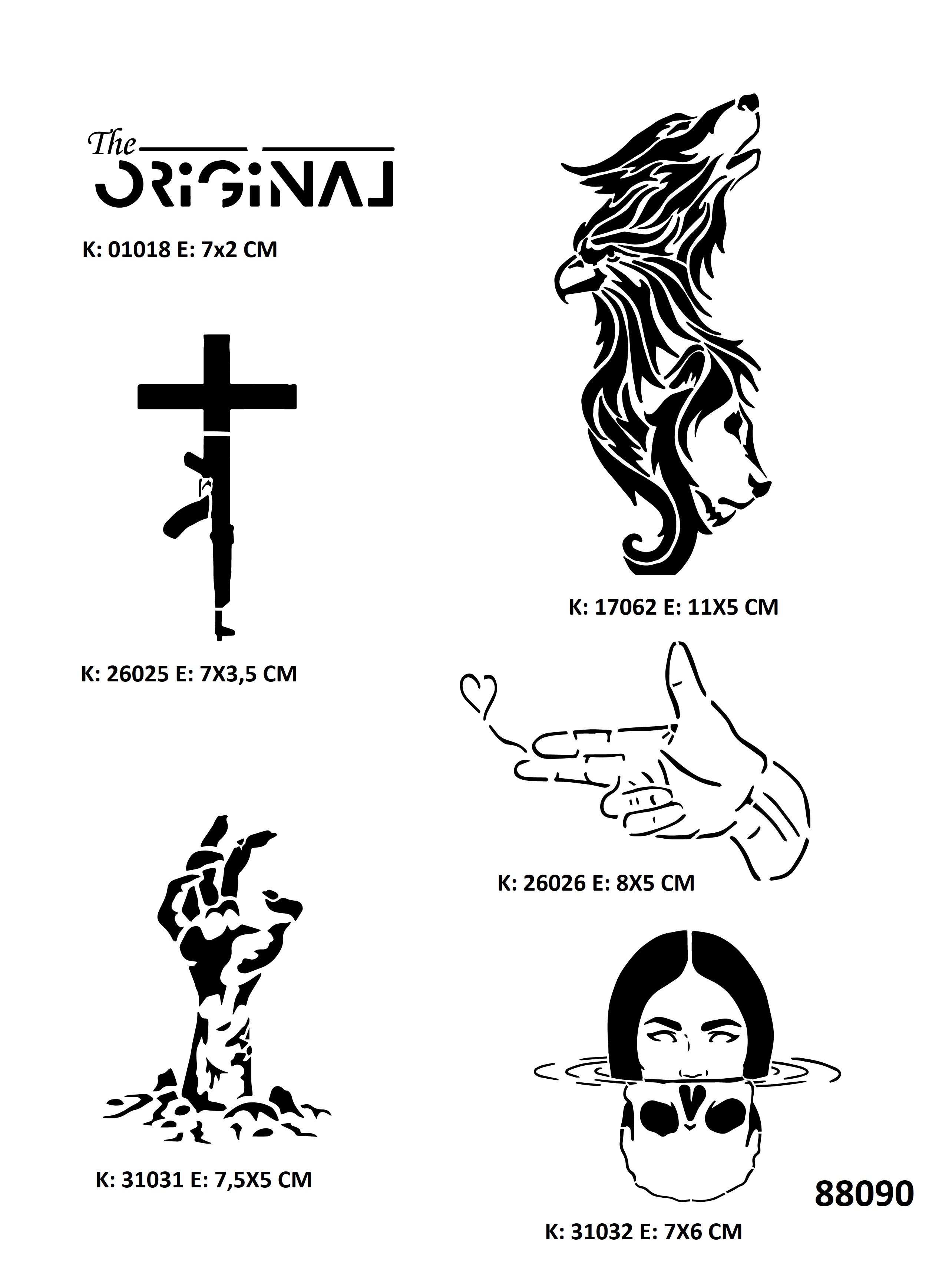 Savaş ve Zombi Geçici Dövme Stencil Seti Dövme Kalıpları