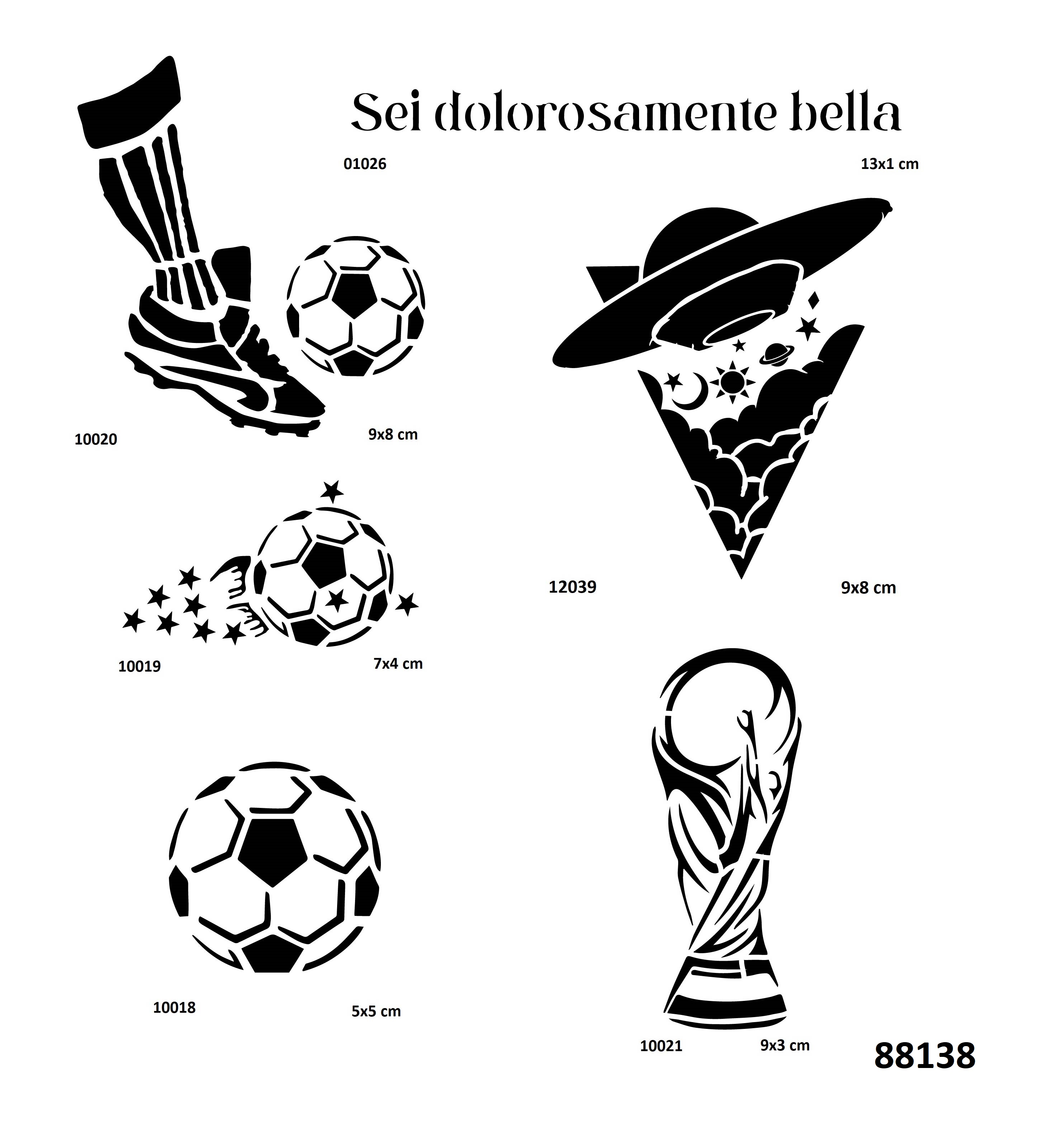 Futbol 6 Adet Stencil Dövme Kalıbı Şablon
