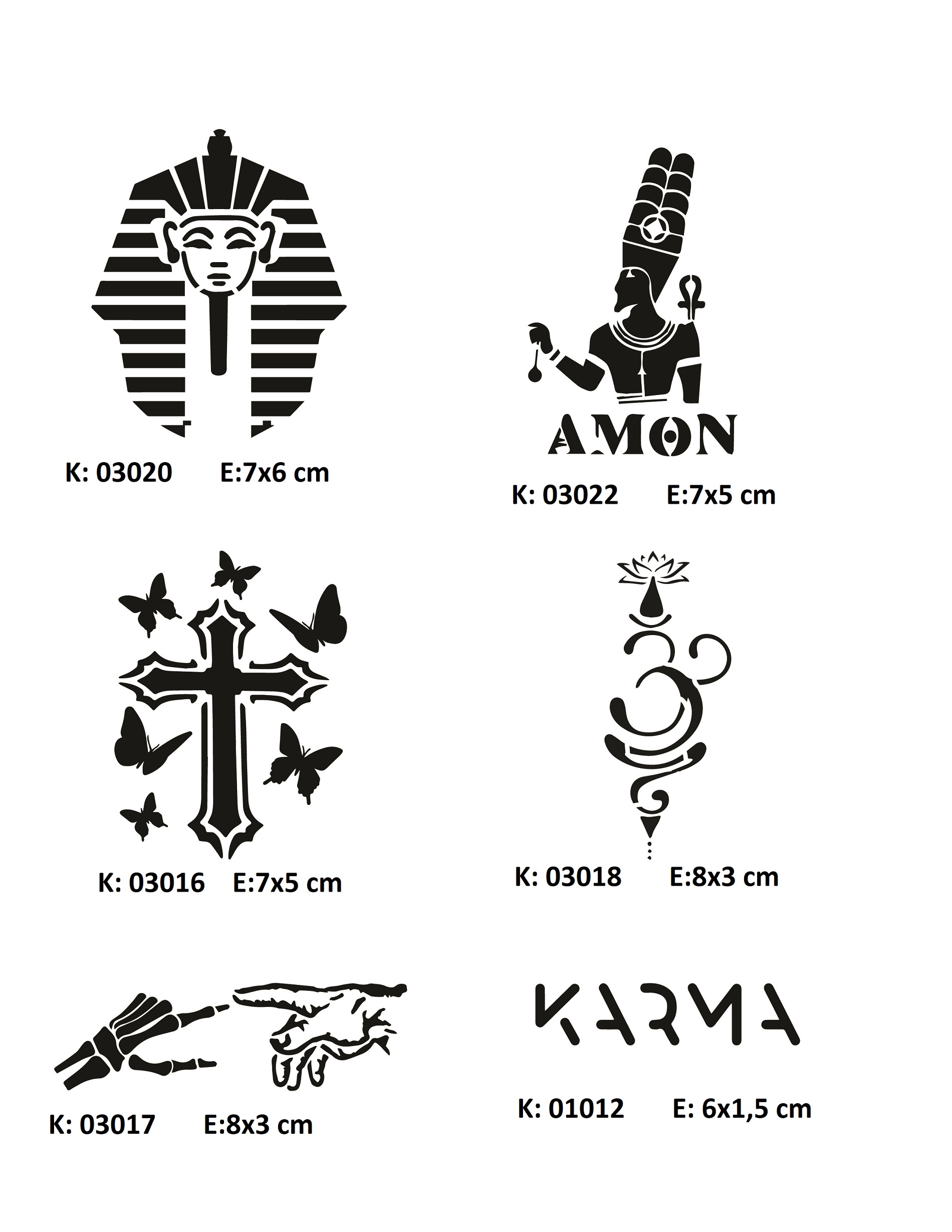 Dini Semboller 6 Adet Geçici Dövme Şablon Seti Stencil