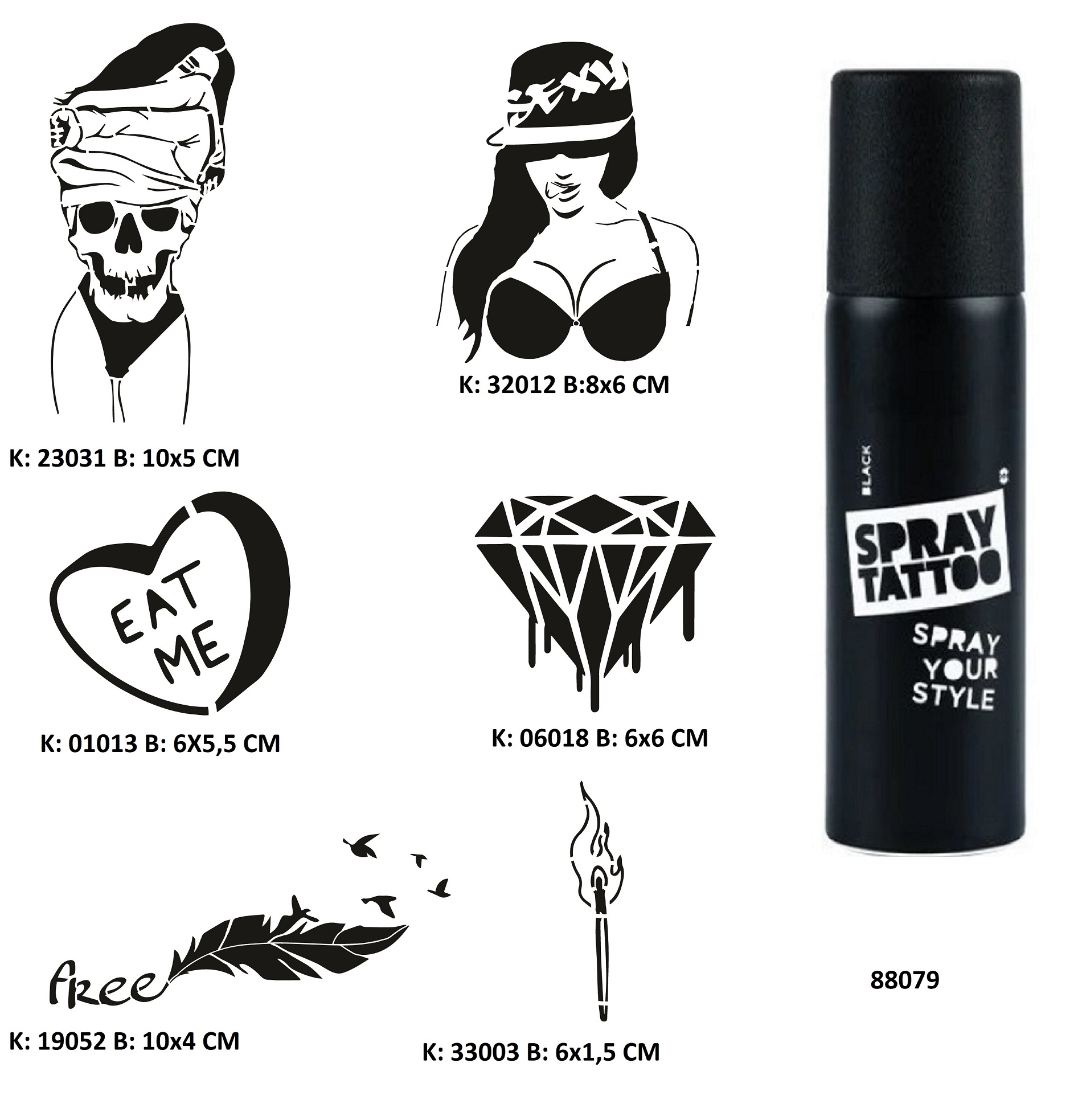 Davetkar Modeller Spray Tattoo Geçici Dövme Seti Sprey Dövme Kiti