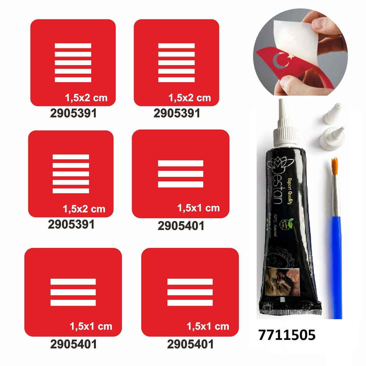 Parmak Çizgi Desenleri Hint Kınası ile Geçici Dövme Yapma Seti