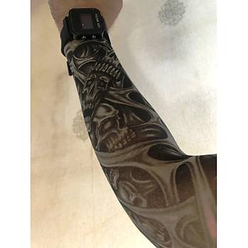Çift Kol Giyilebilir Dövme Ýskelet Desenler Tattoo Sleeve