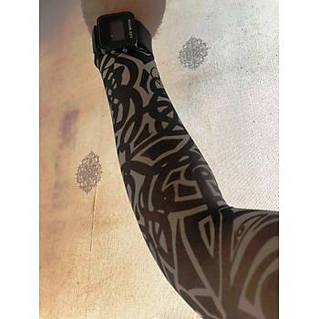 Çift Kol Giyilebilir Dövme Tribal Desenler Tattoo Sleeve