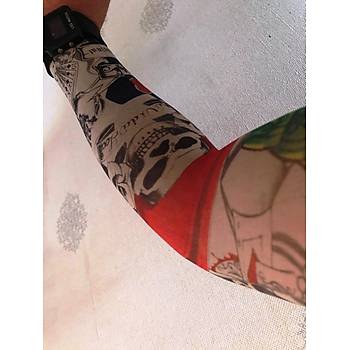 Çift Kol Giyilebilir Dövme Kuru Kafacý Desenler Tattoo Sleeve