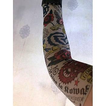 Çift Kol Giyilebilir Dövme Yazýlý Desenler Tattoo Sleeve