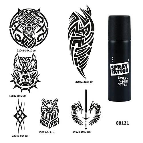 Tribal Serisi Spray Tattoo Geçici Dövme Yapma Seti Dark Siyah