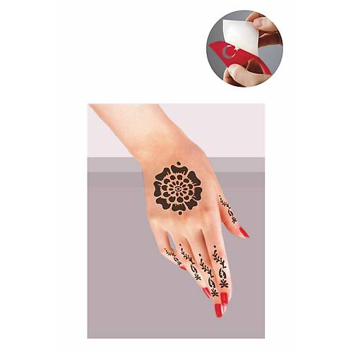 El üstü Çiçek Hint Kınası ile Geçici Dövme Yapma Seti