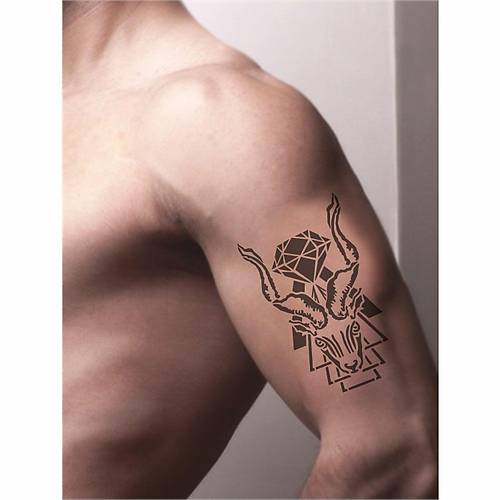 İlüstratif  Şeytan Geyik Desen Tattoo Geçici Dövme Şablonları Kına Kalıpları