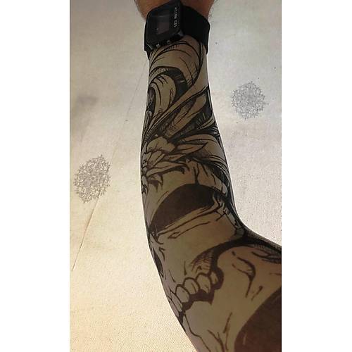 Çift Kol Giyilebilir Dövme İskeletli Desenler Tattoo Sleeve