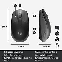 Logitech M190 Kablosuz Charcoal Mouse 910-005905
