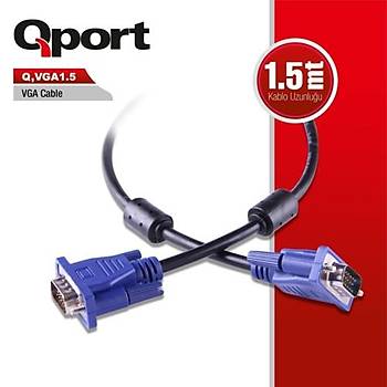 Qport Q-Vga1.5 15 Pin Fitreli 1,5 Metre Vga Kablo